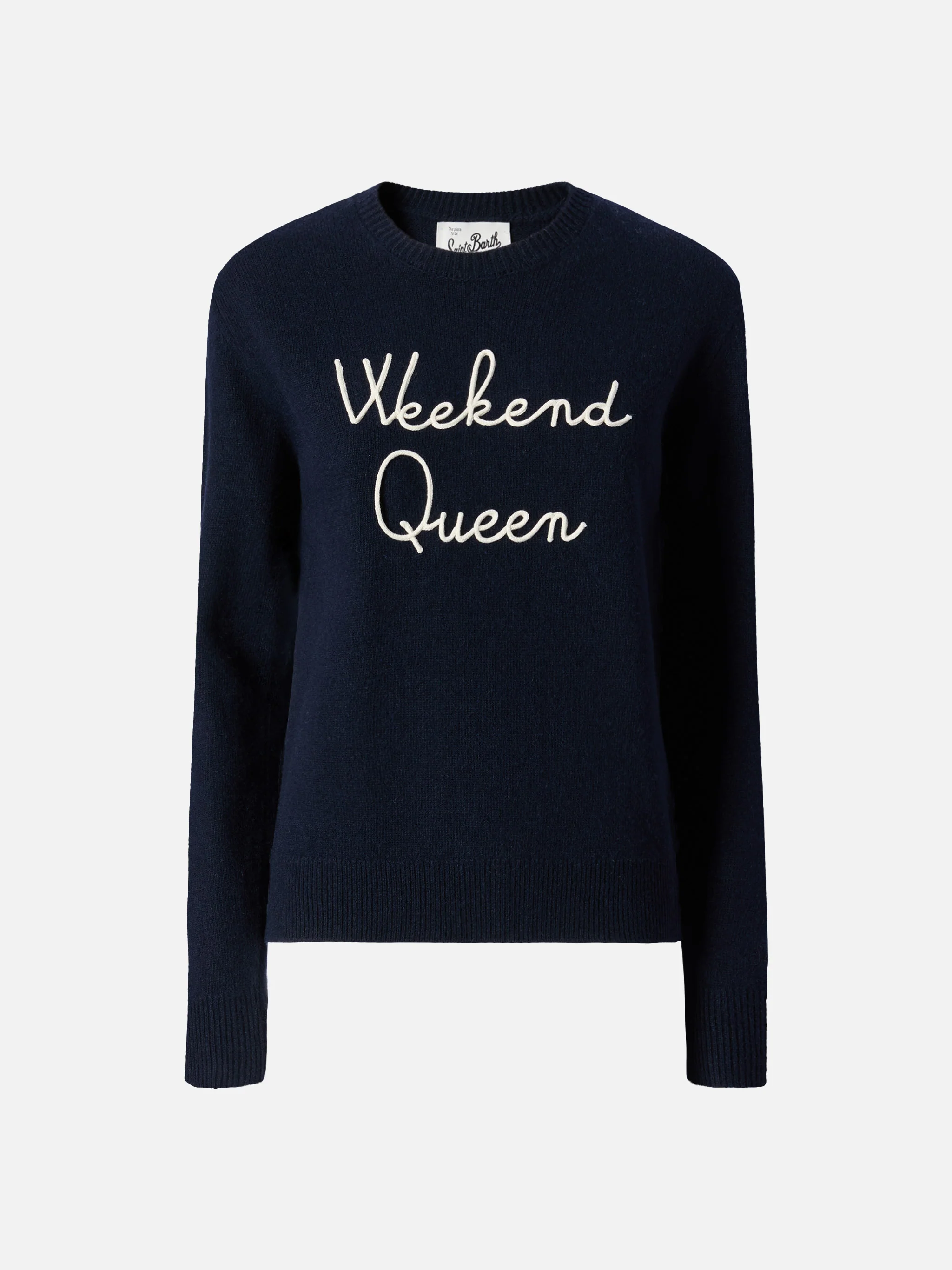 Maglione New Queen in misto cashmere blu con ricamo Weekend Queen - Image 5