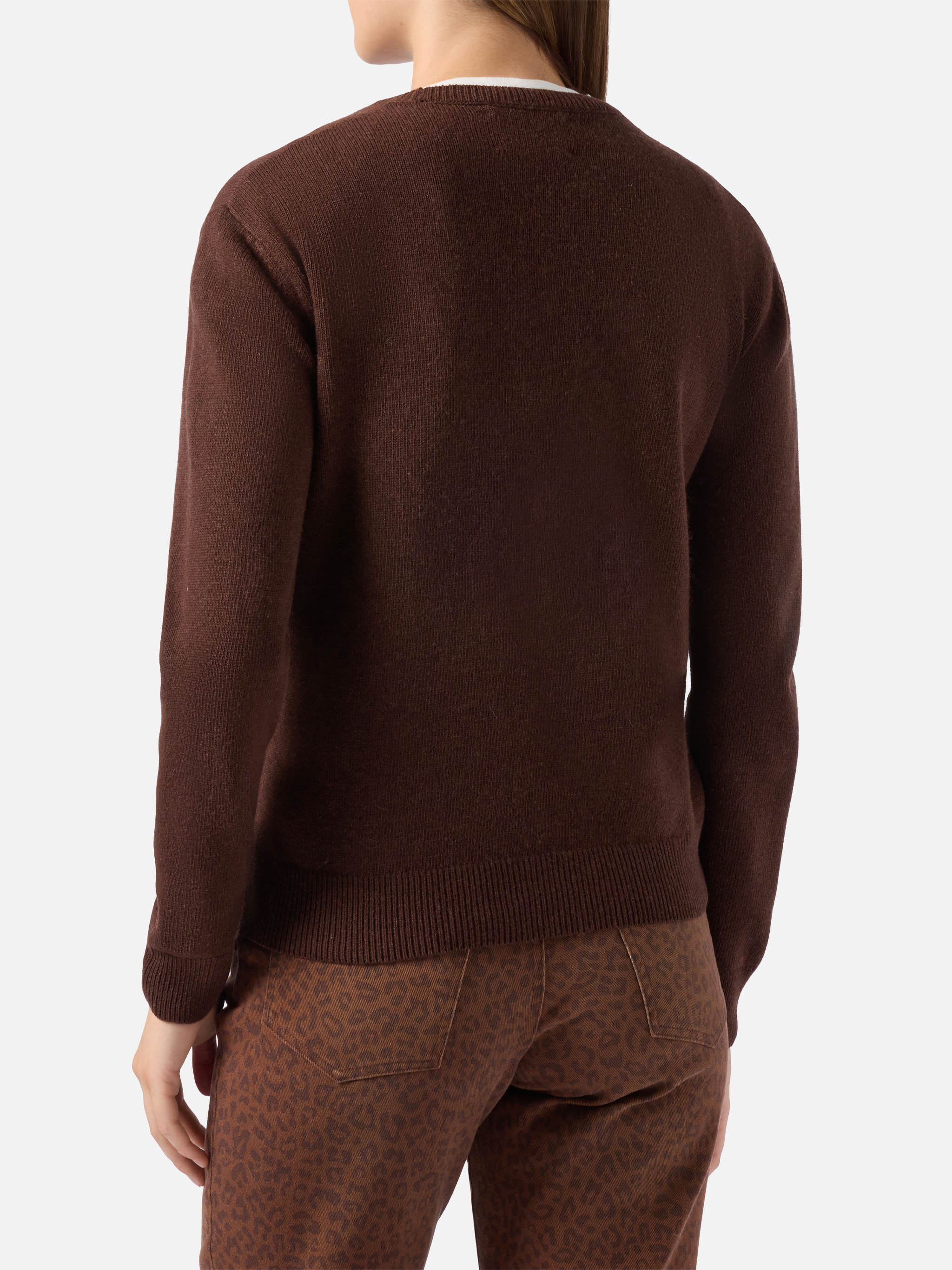 Maglione New Queen in misto cashmere marrone con jacquard Ho sempre ragione - Image 3