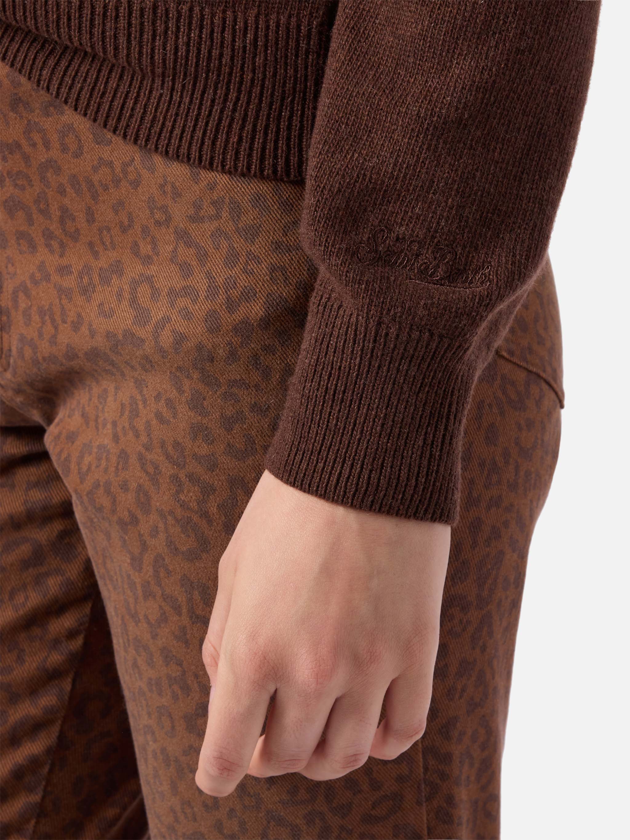 Maglione New Queen in misto cashmere marrone con jacquard Ho sempre ragione - Image 4
