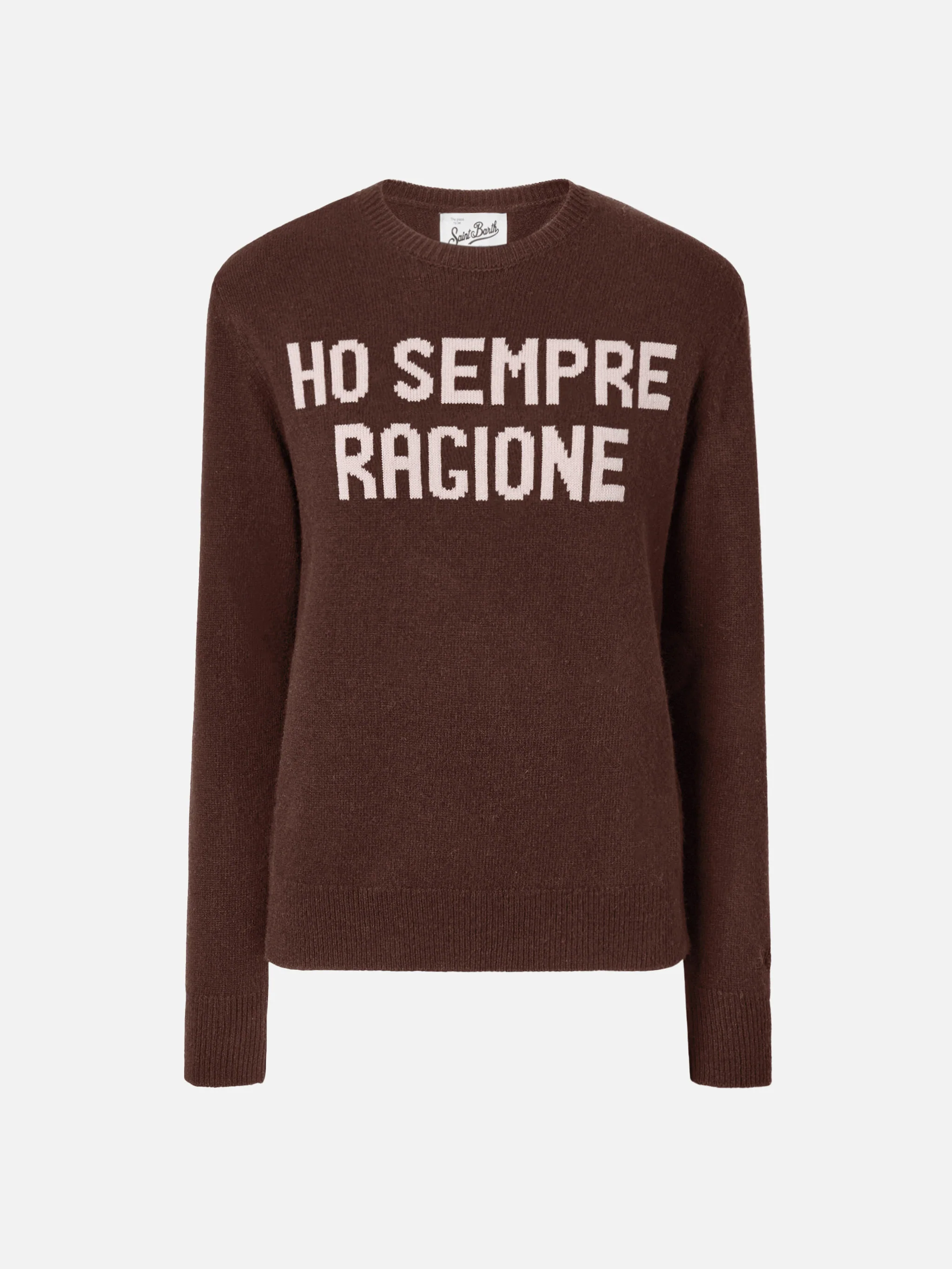 Maglione New Queen in misto cashmere marrone con jacquard Ho sempre ragione - Image 5