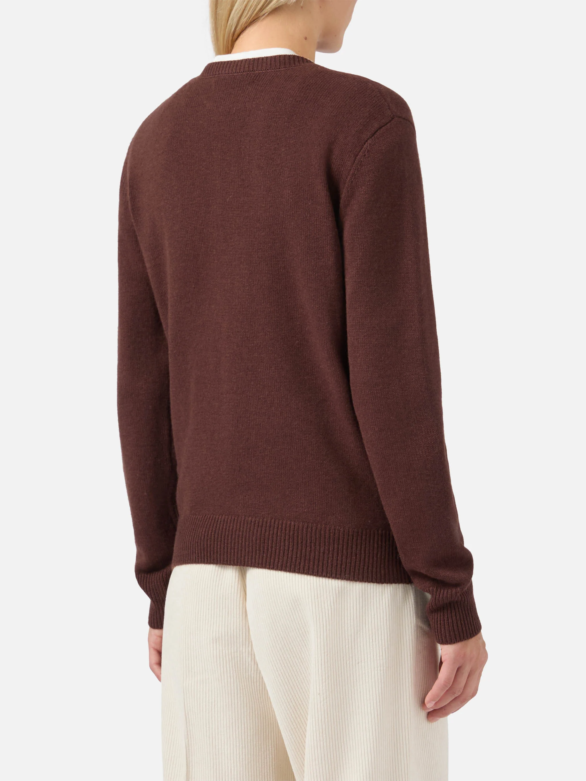 Maglione New Queen in misto cashmere marrone con jacquard Snoopy e ricamo | PEANUTS SPECIAL EDITION - Image 3