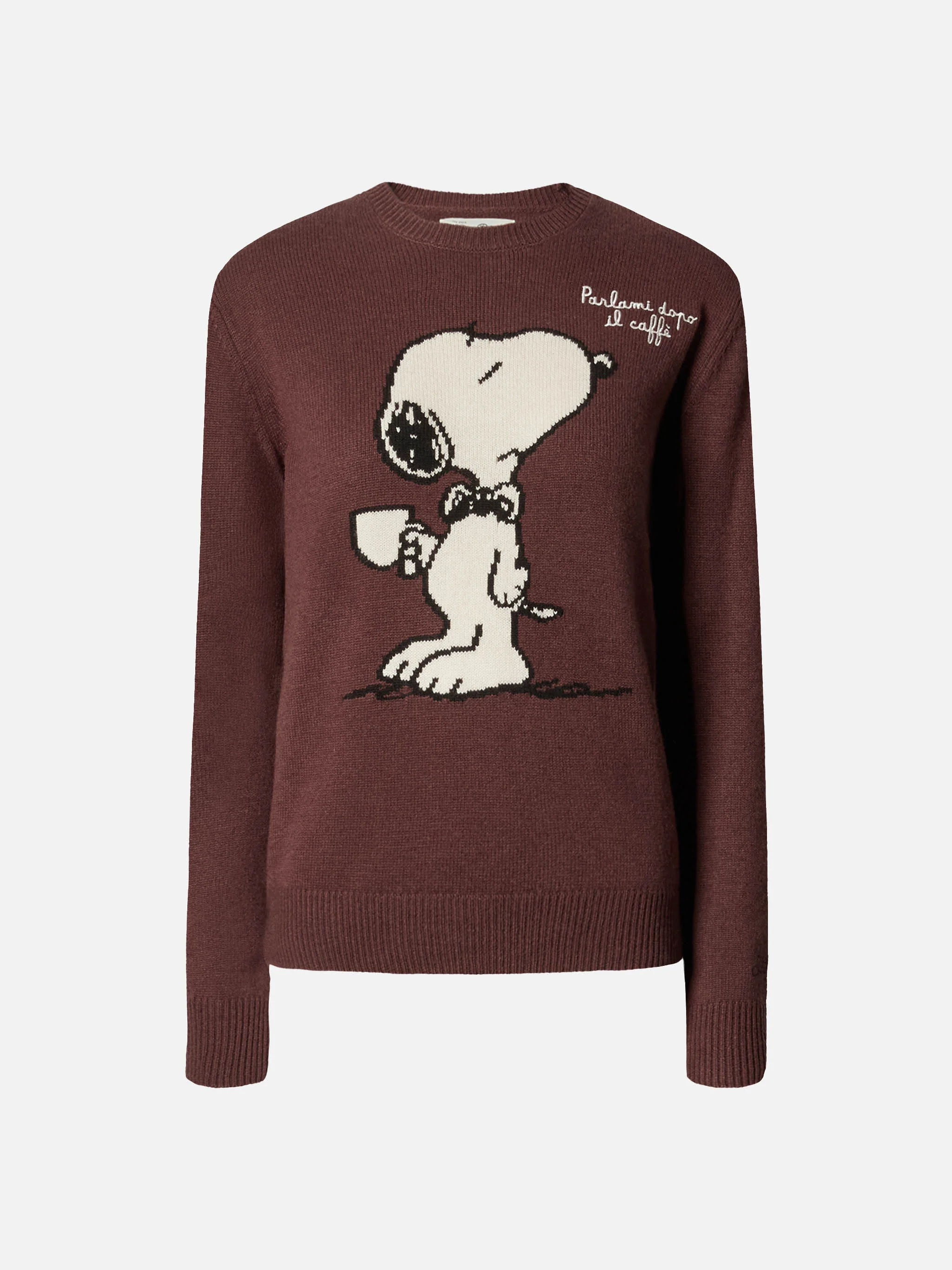 Maglione New Queen in misto cashmere marrone con jacquard Snoopy e ricamo | PEANUTS SPECIAL EDITION - Image 5