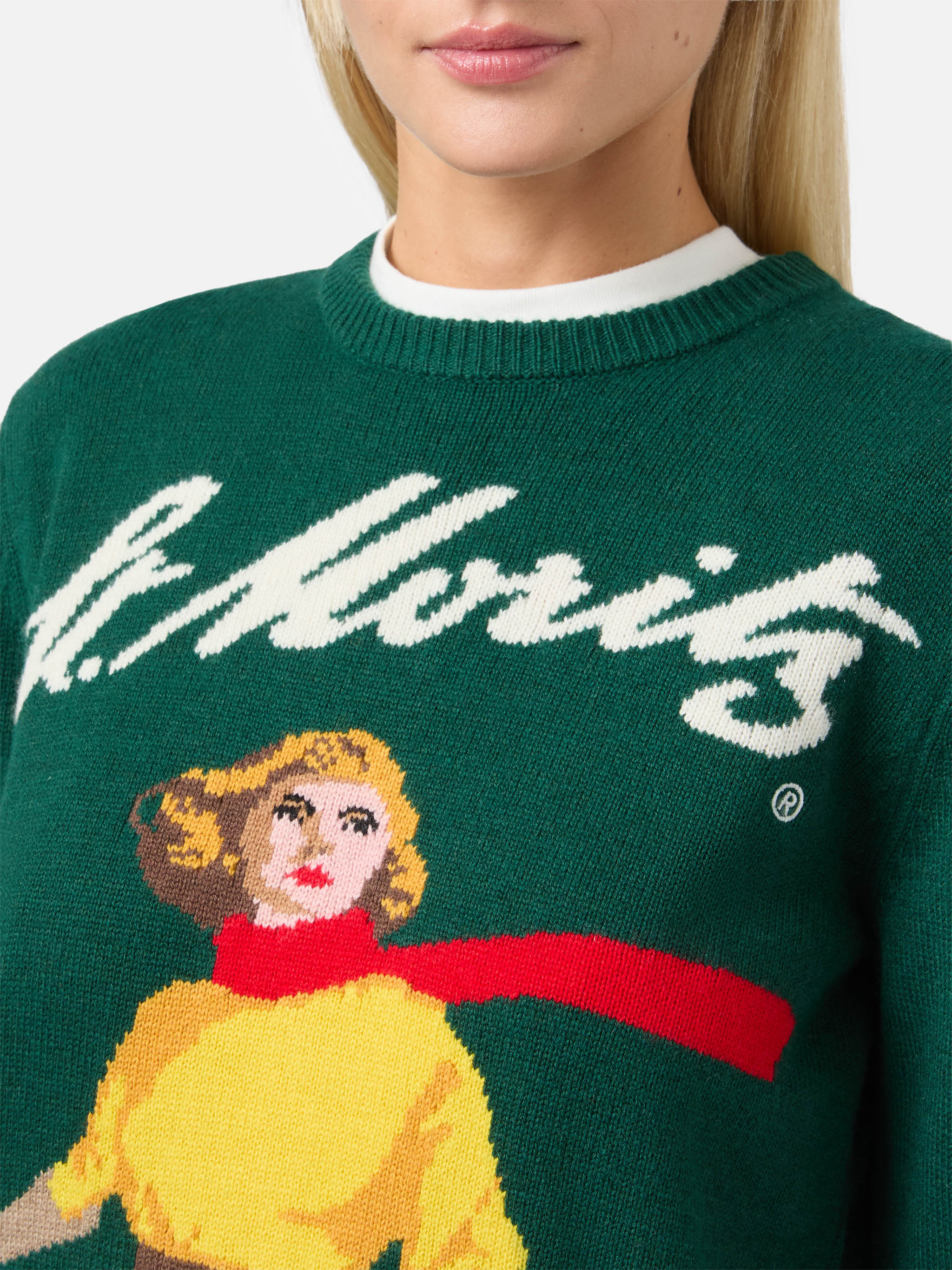 Maglione New Queen in misto cashmere verde con jacquard cartolina St. Moritz | ST. MORITZ SPECIAL EDITION - Image 2
