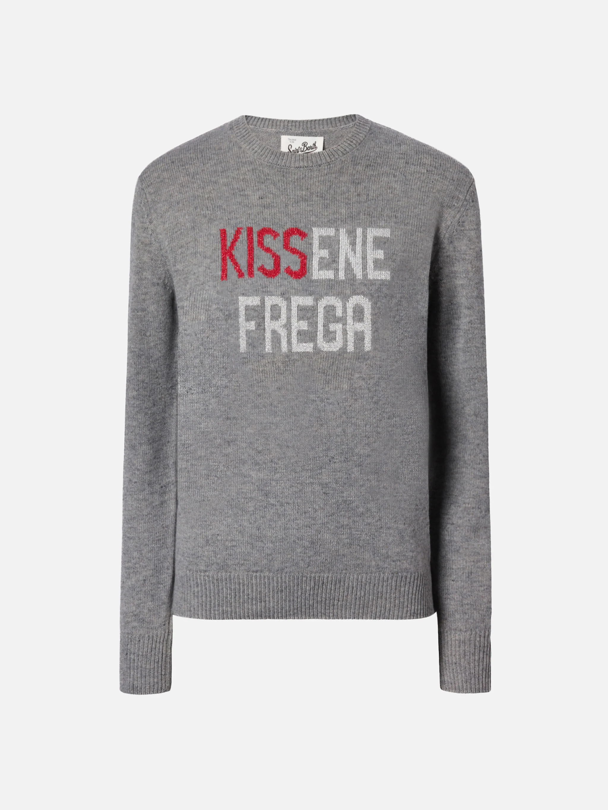 Maglione New Queen in misto cashmere grigio con jacquard lurex Kissenefrega - Image 3