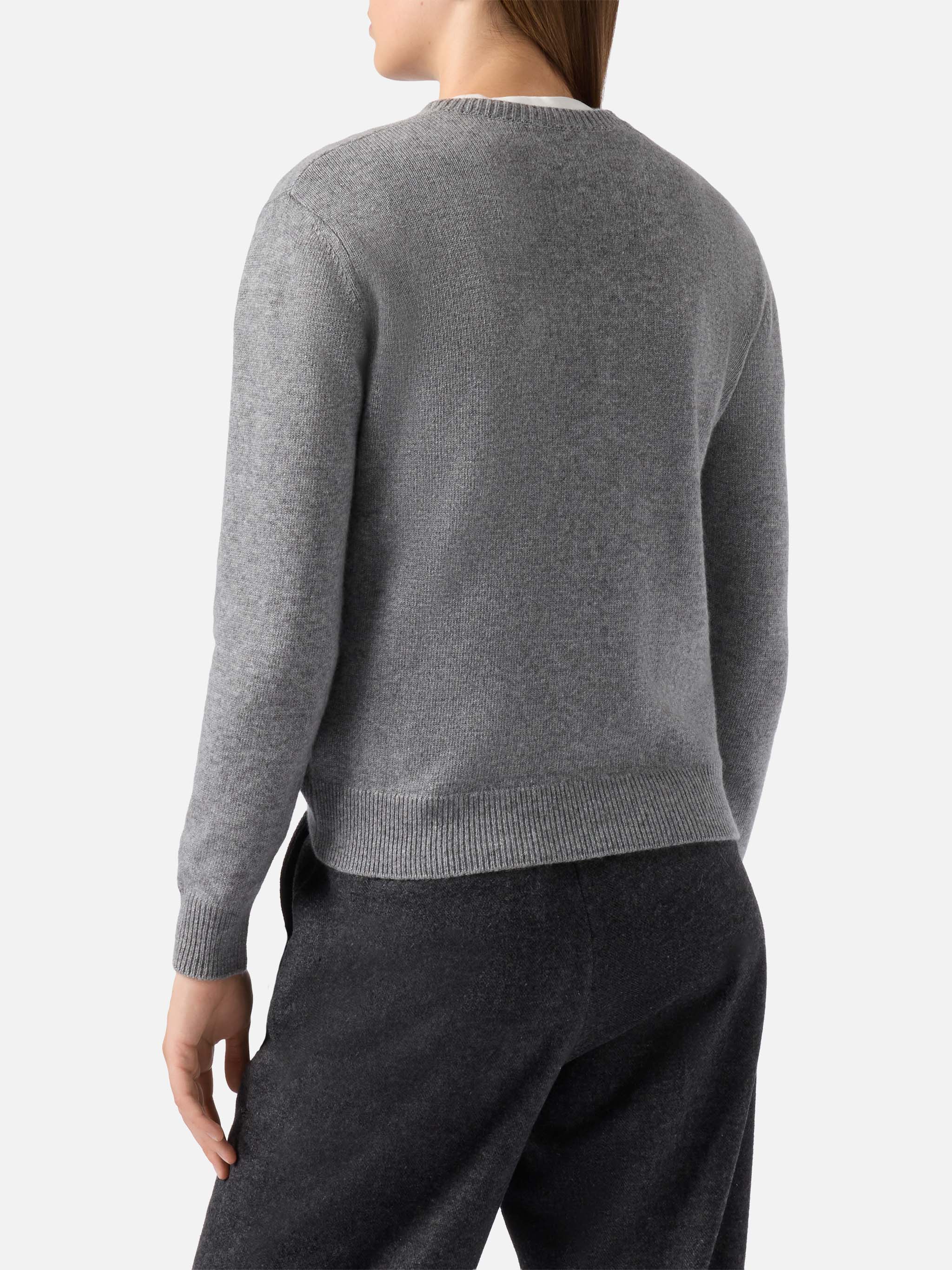 Maglione New Queen in misto cashmere grigio con jacquard lurex Kissenefrega - Image 5