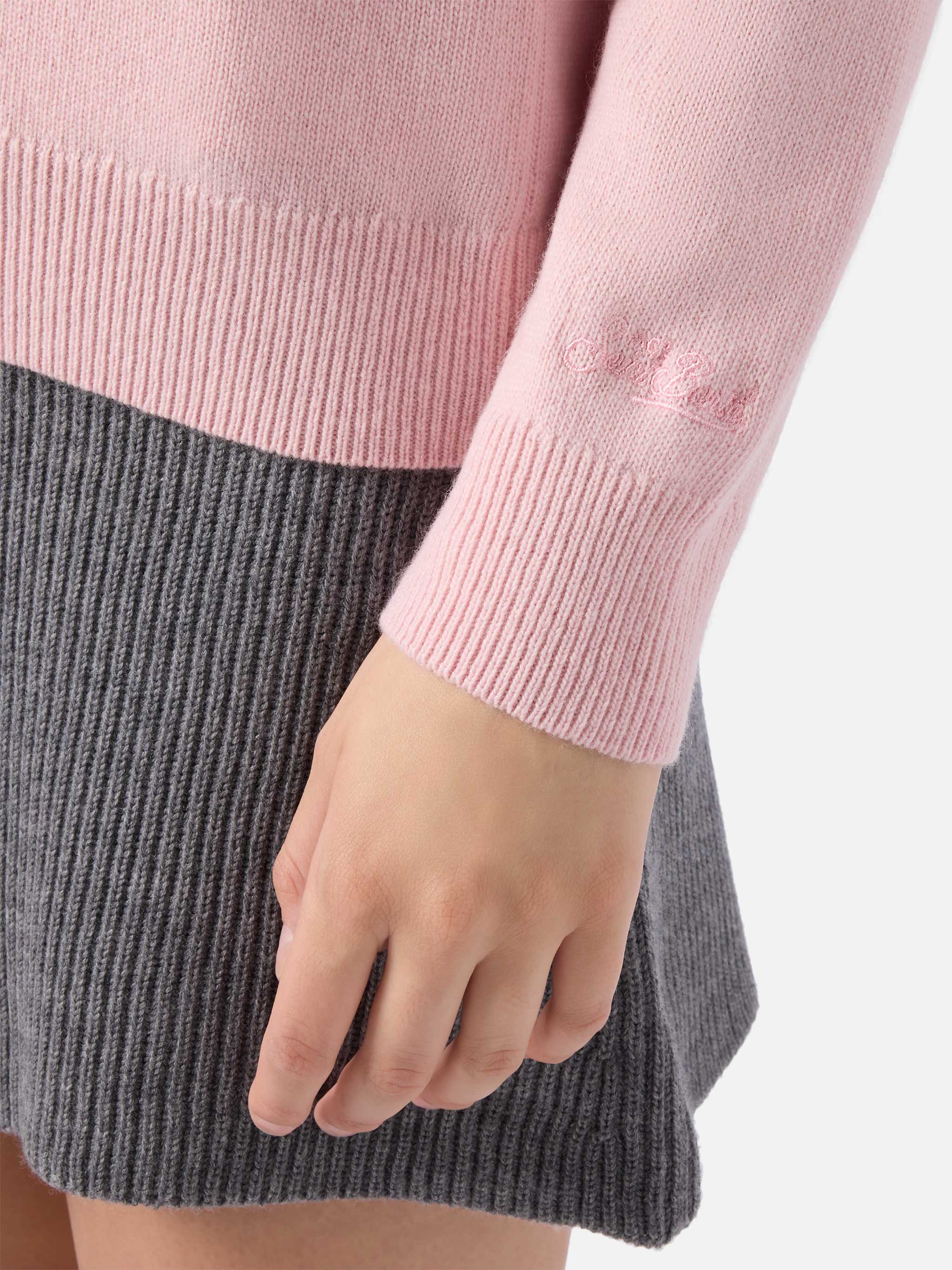Maglione New Queen in misto cashmere rosa con jacquard Bella e Impossibile - Image 3