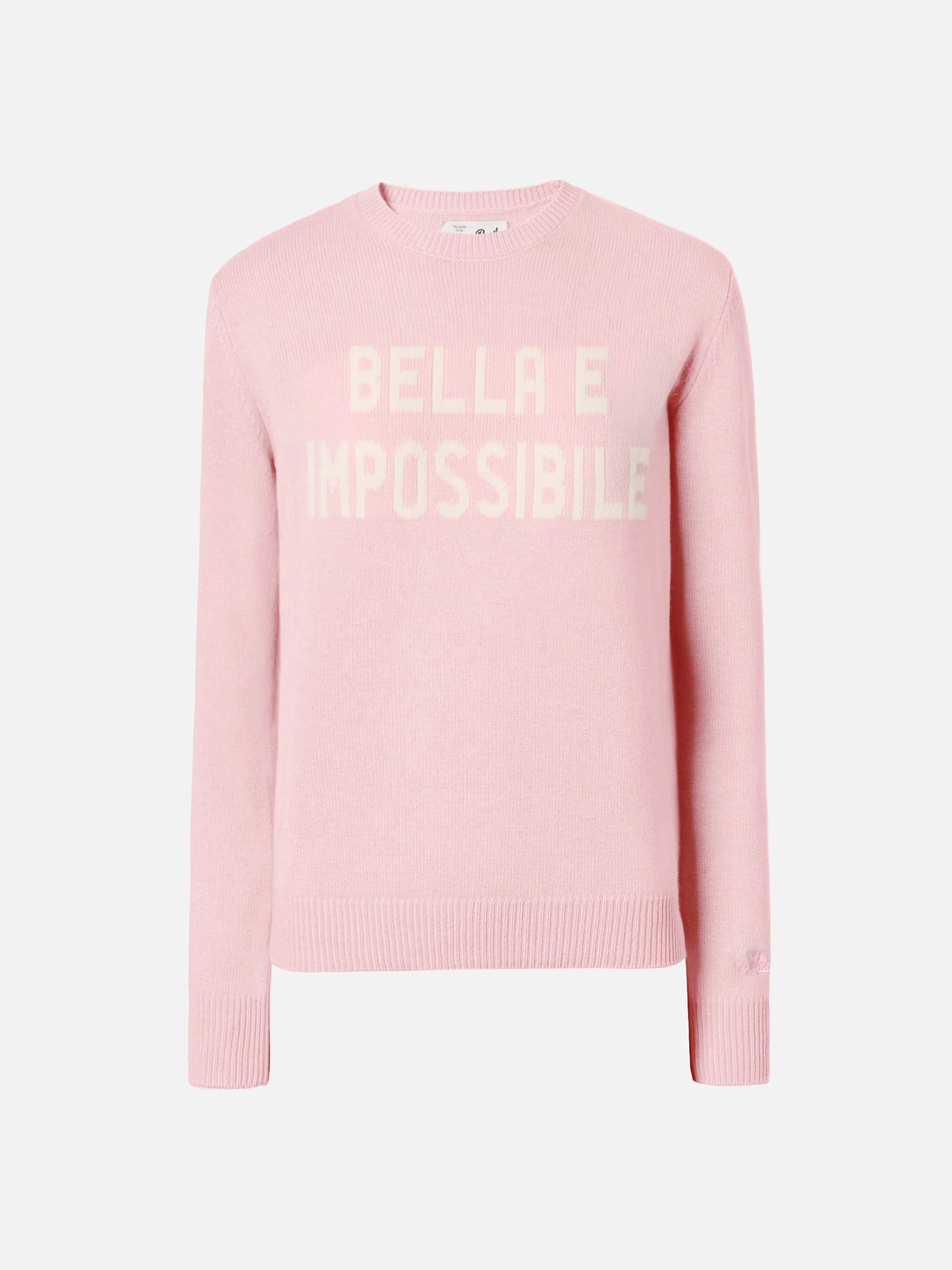 Maglione New Queen in misto cashmere rosa con jacquard Bella e Impossibile - Image 5