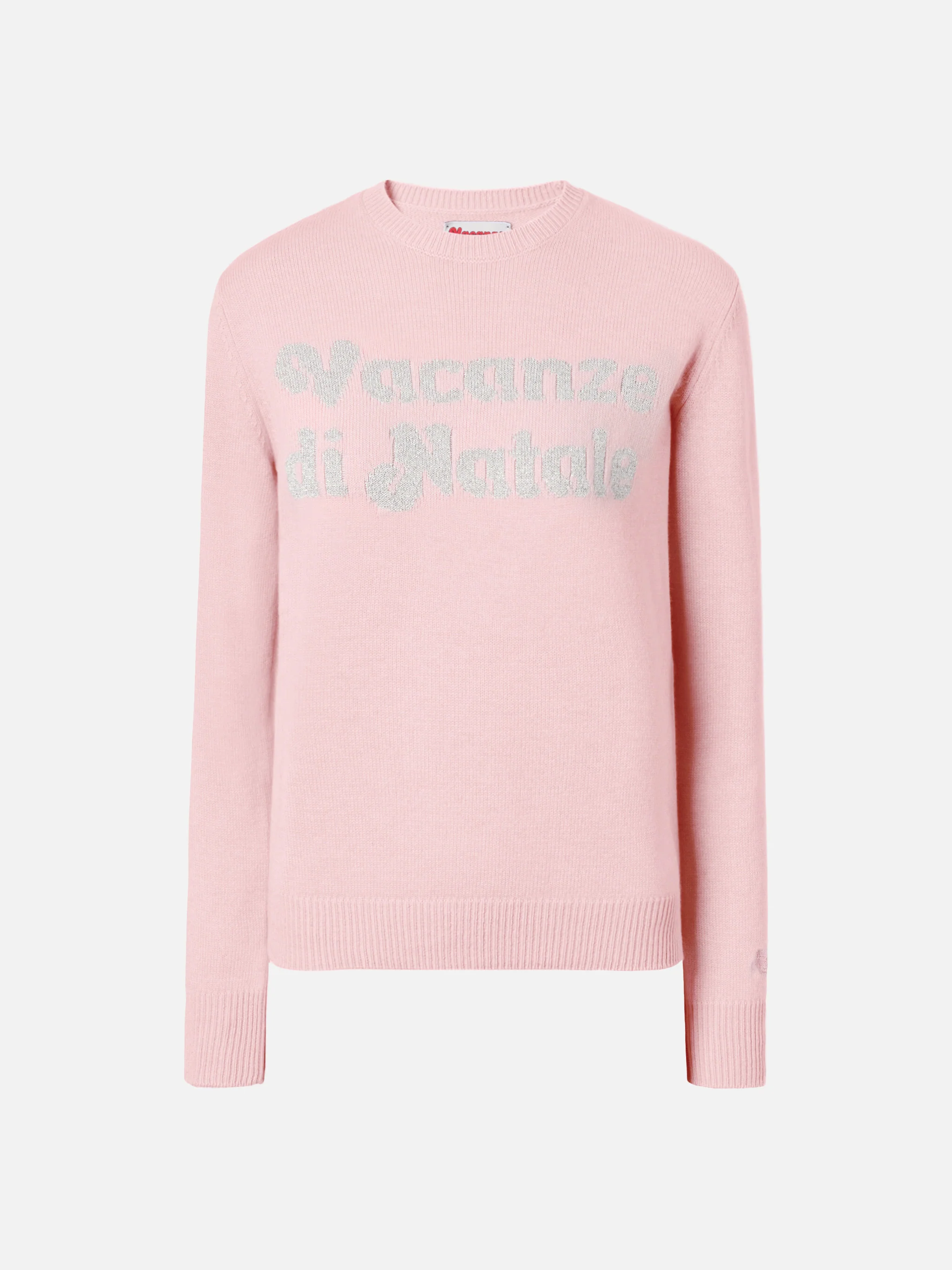 Girocollo New Queen in misto cashmere rosa con jacquard lurex Vacanze di Natale | VACANZE DI NATALE SPECIAL EDITION - Image 5
