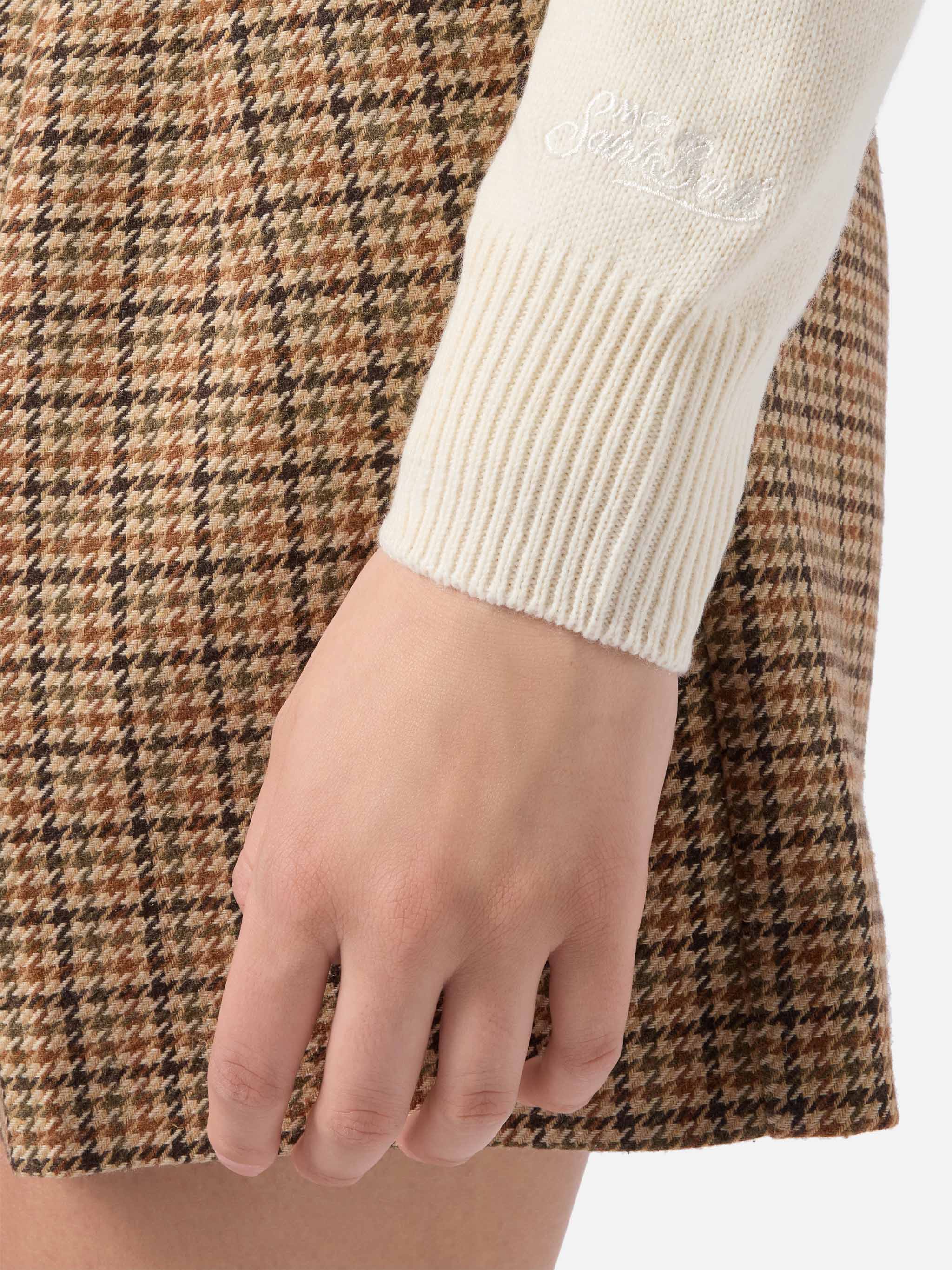 Maglione New Queen in misto cashmere bianco con jacquard lurex Bollicine Addicted - Image 4