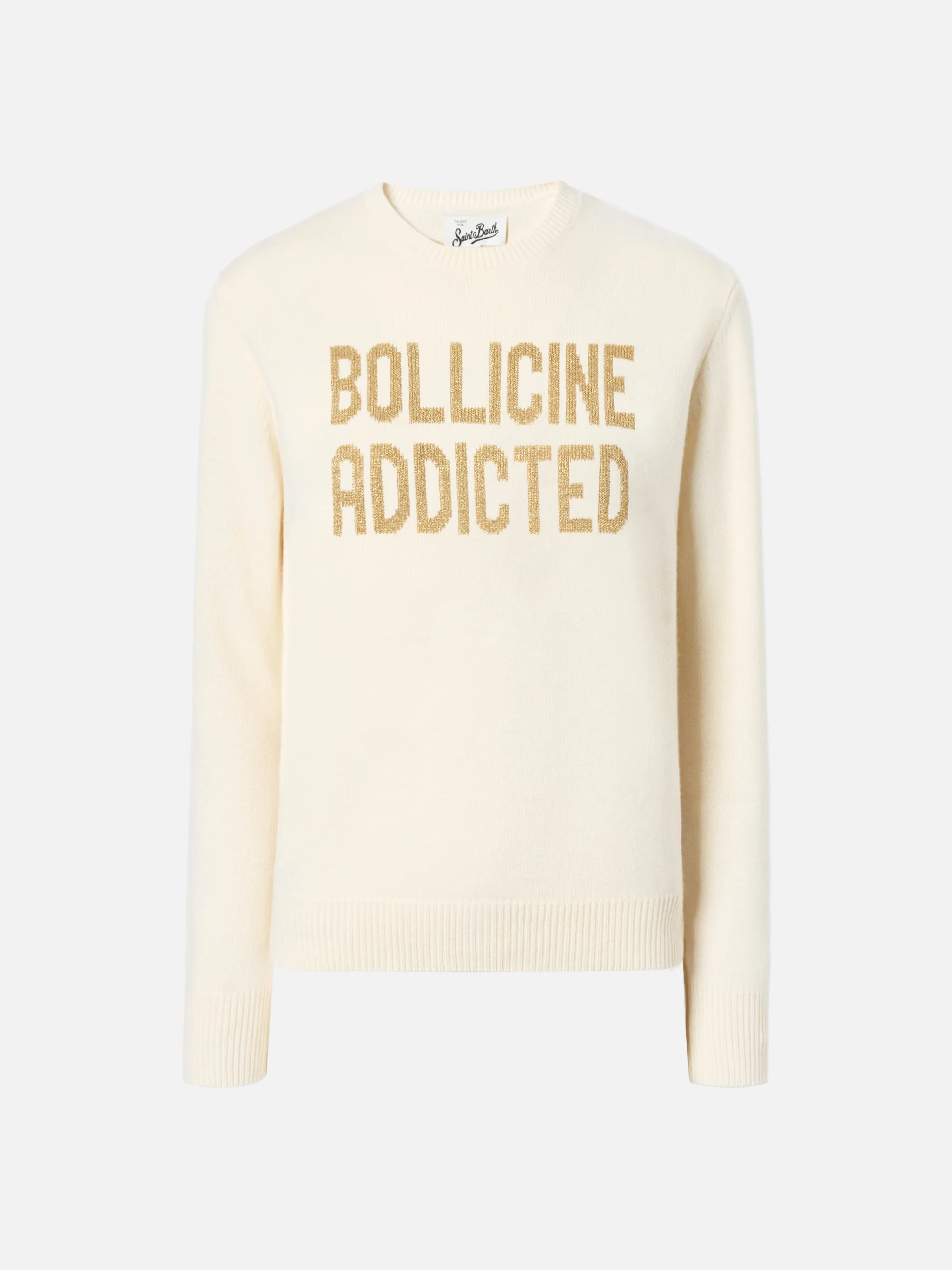 Maglione New Queen in misto cashmere bianco con jacquard lurex Bollicine Addicted - Image 5