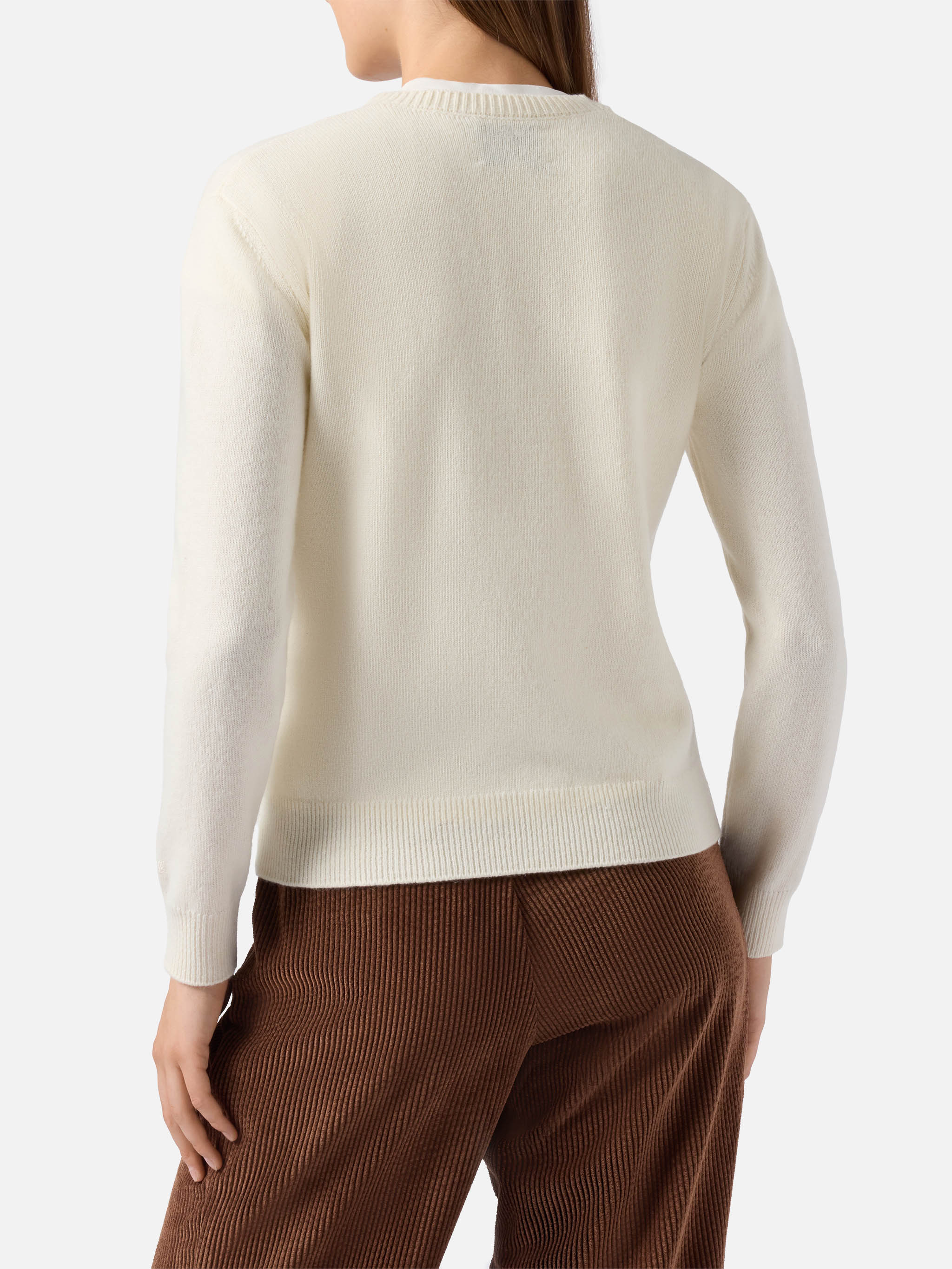 Maglione New Queen in misto cashmere bianco con ricamo lurex Favolosa - Image 4