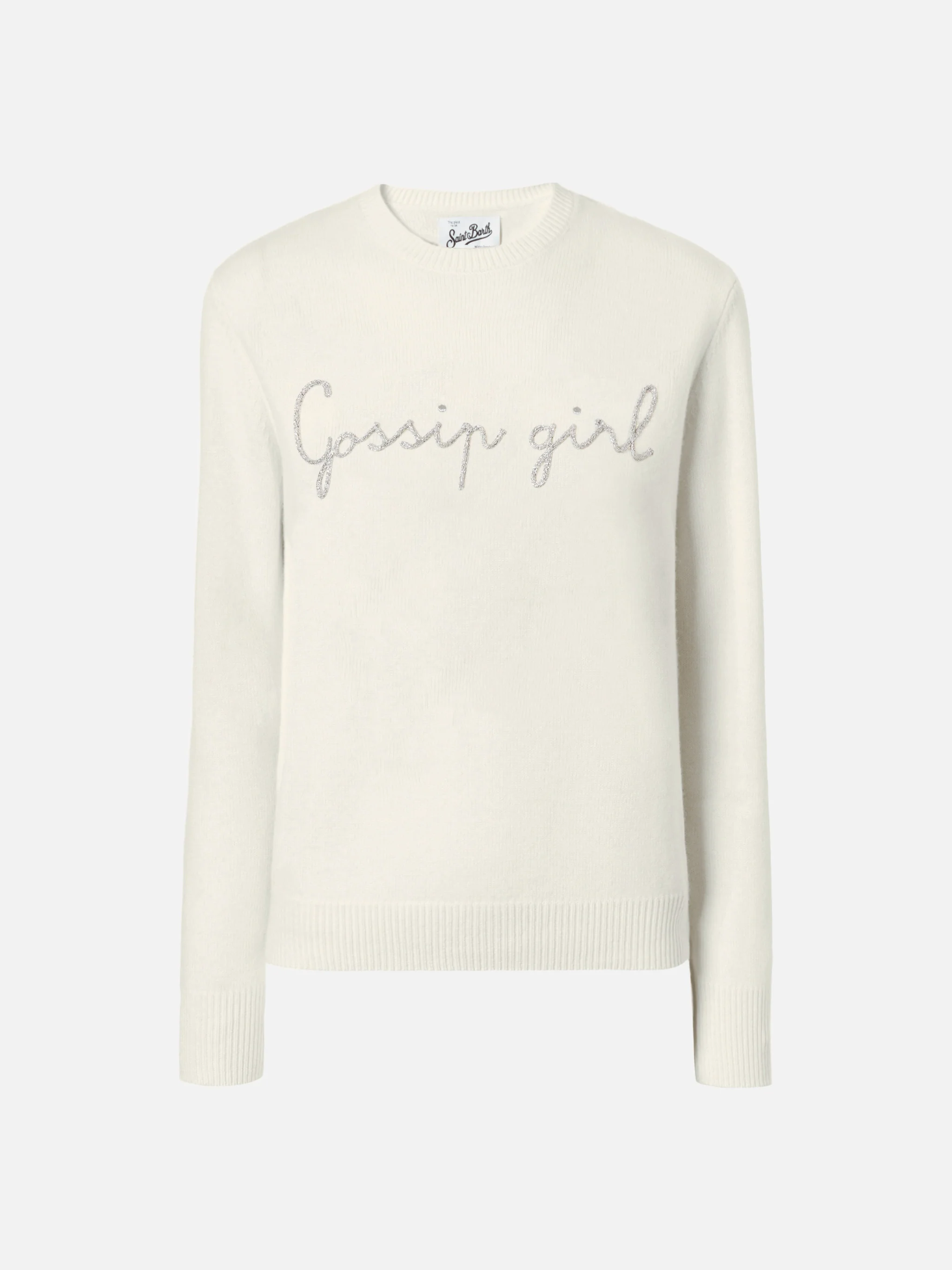 Maglione New Queen in misto cashmere bianco con ricamo lurex Gossip Girl - Image 5