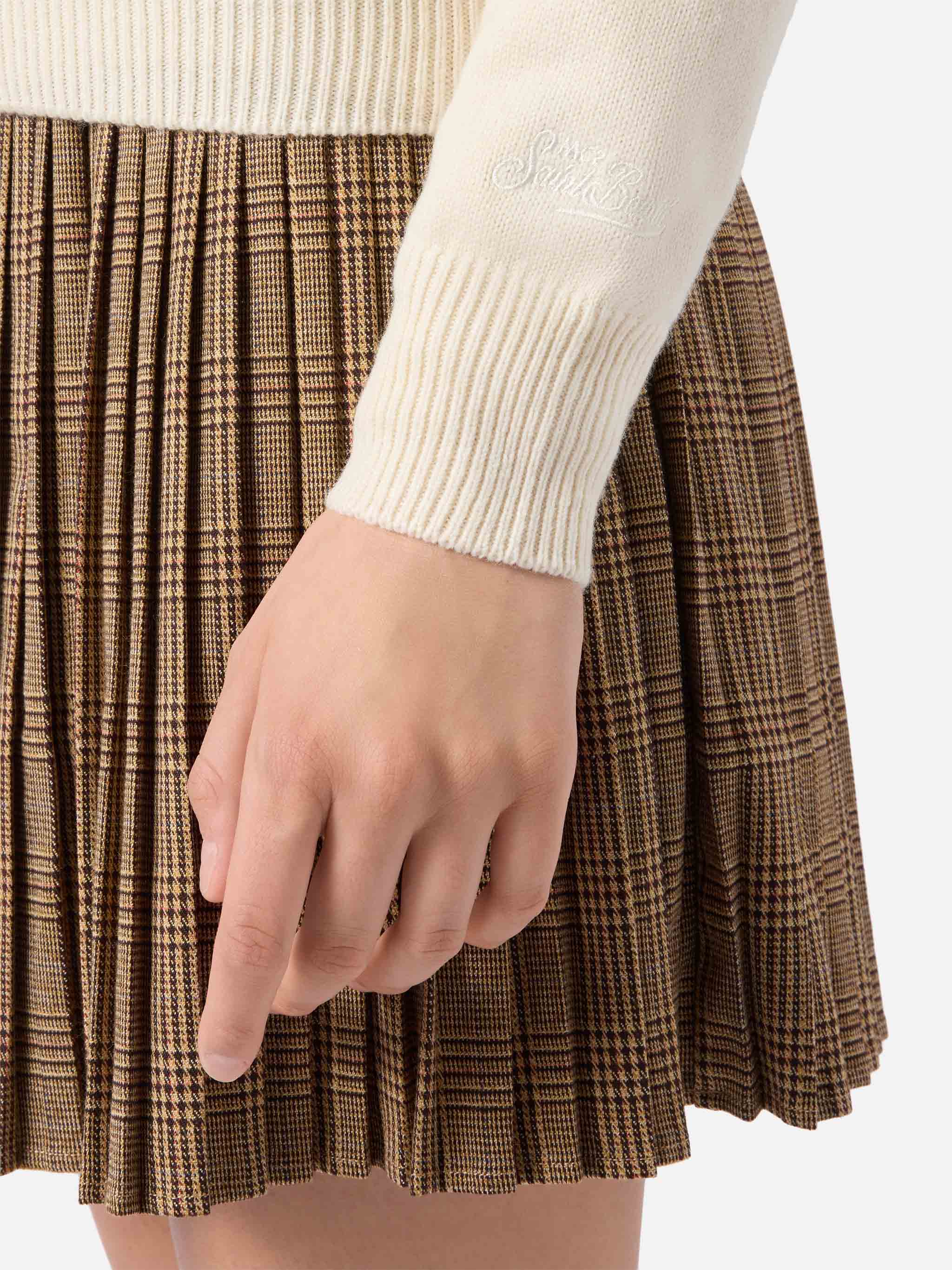 Maglione New Queen in misto cashmere bianco con ricamo Ma cherie - Image 3