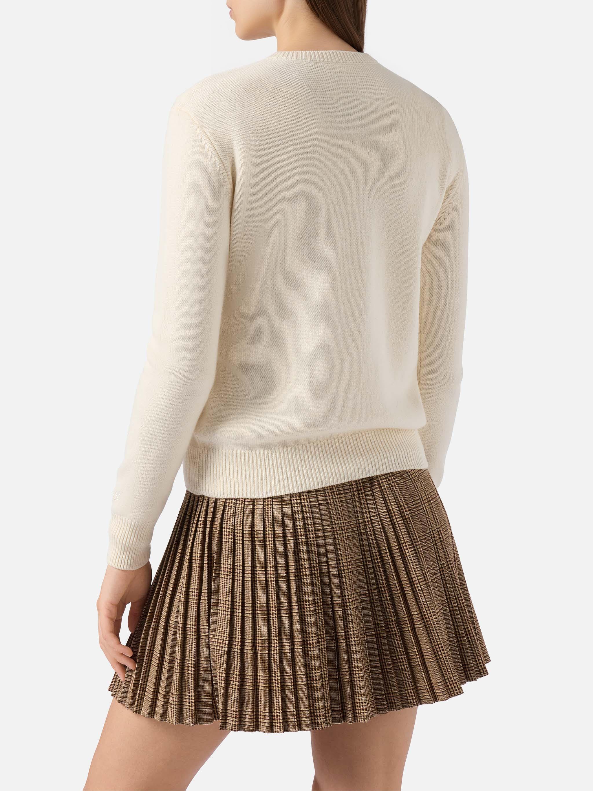 Maglione New Queen in misto cashmere bianco con ricamo Ma cherie - Image 4