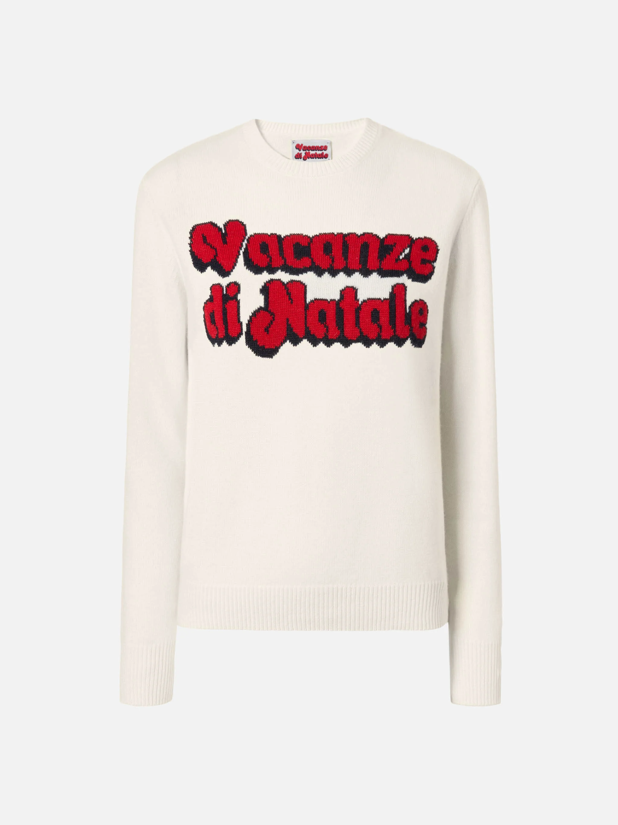 Girocollo New Queen in misto cashmere bianco con jacquard Vacanze di Natale | VACANZE DI NATALE SPECIAL EDITION - Image 5