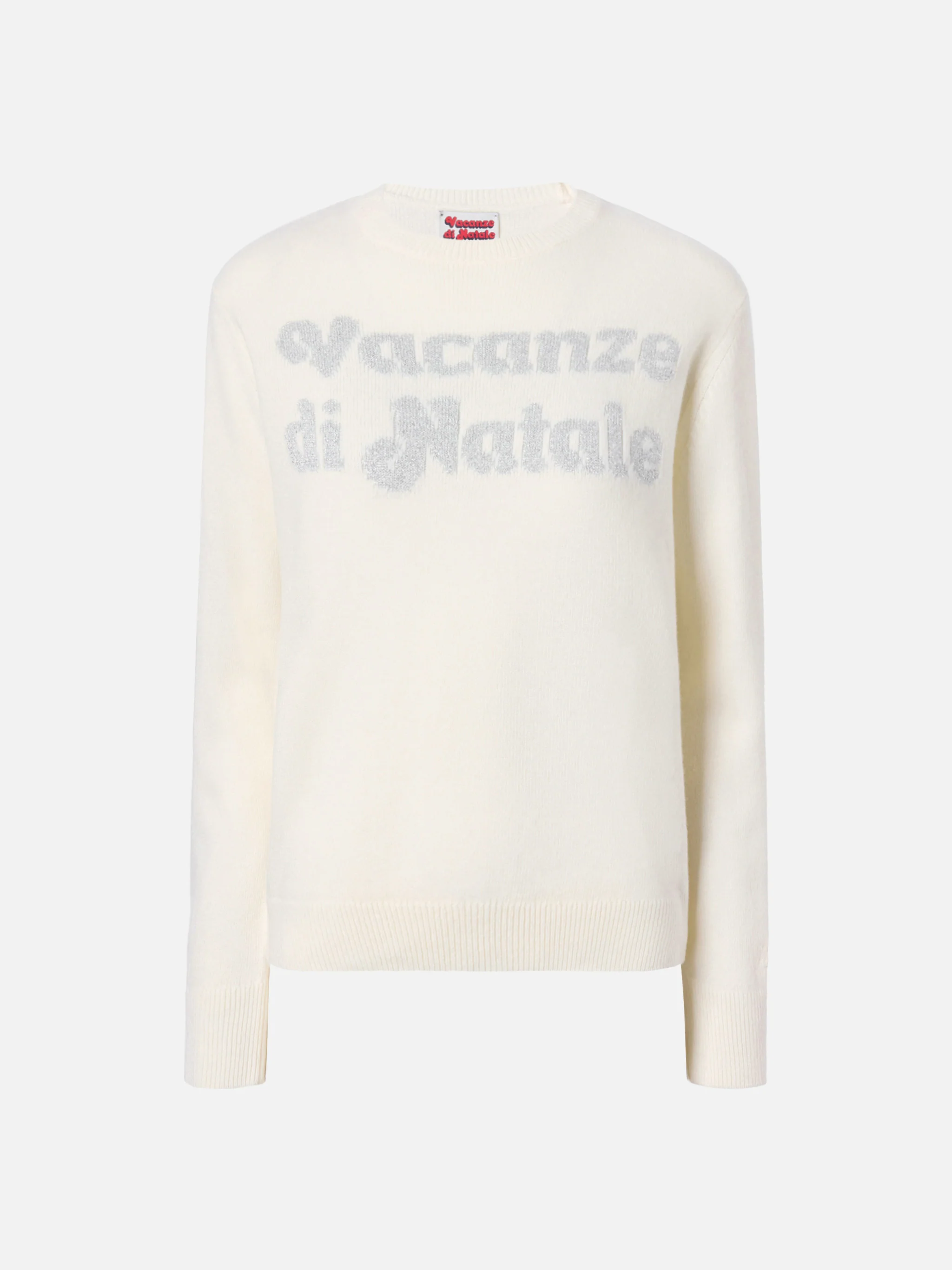 Girocollo New Queen in misto cashmere bianco con jacquard Vacanze di Natale | VACANZE DI NATALE SPECIAL EDITION - Image 5