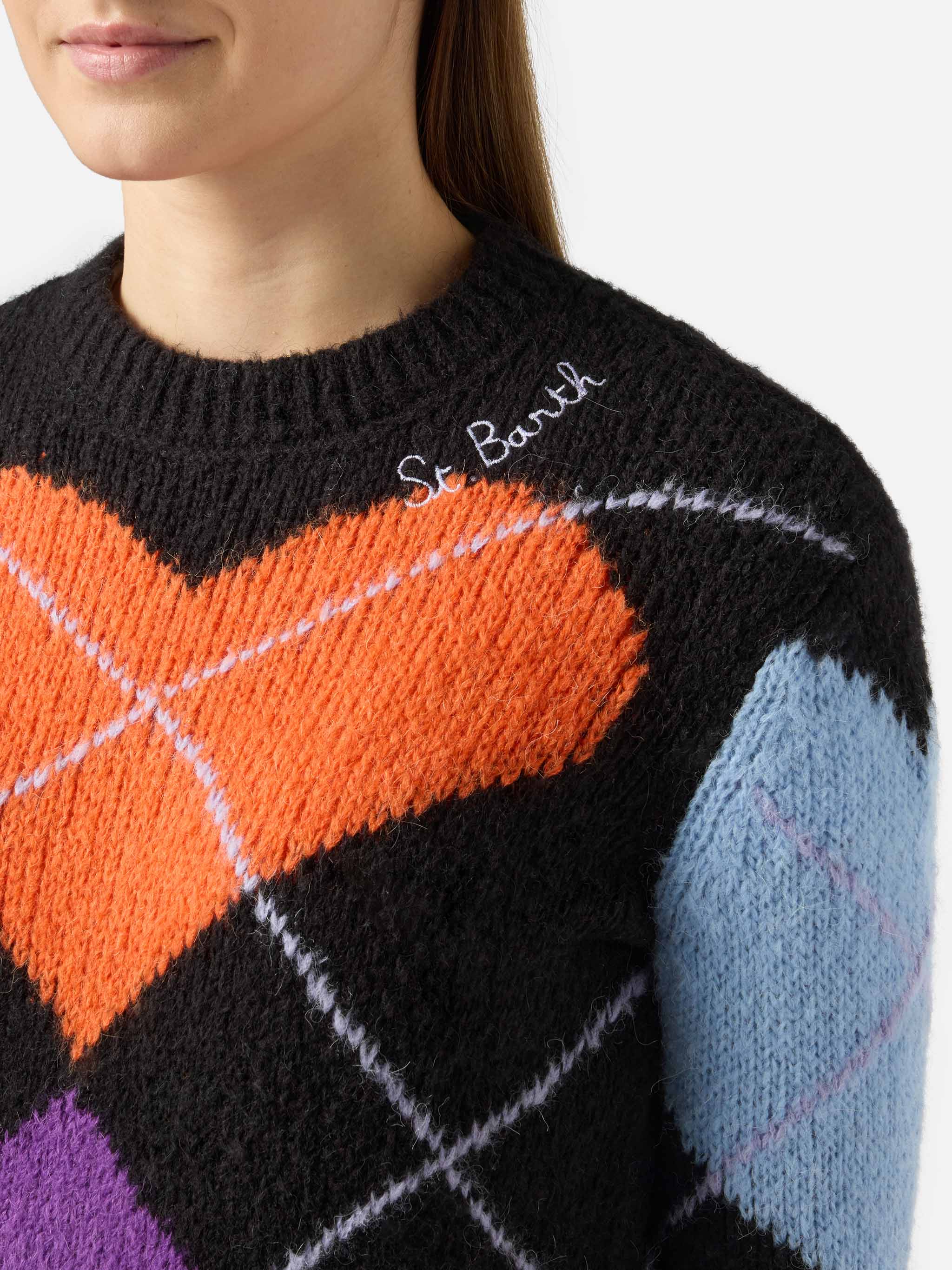 Maglione New Queen girocollo crop con cuori - Image 2