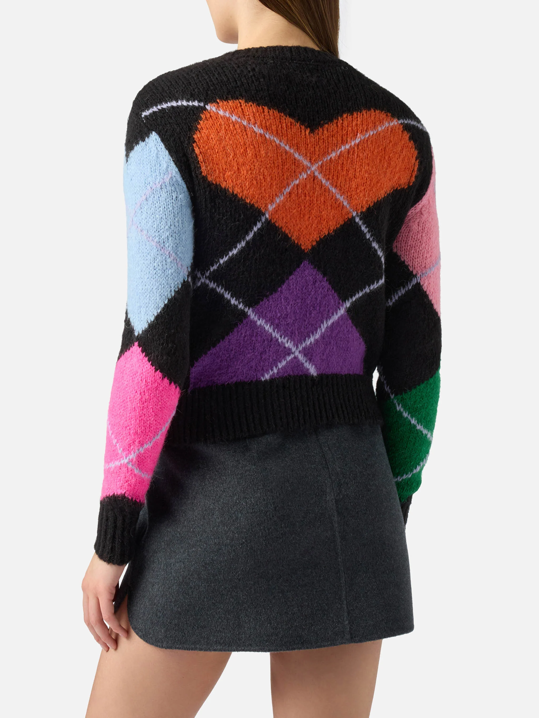 Maglione New Queen girocollo crop con cuori - Image 3