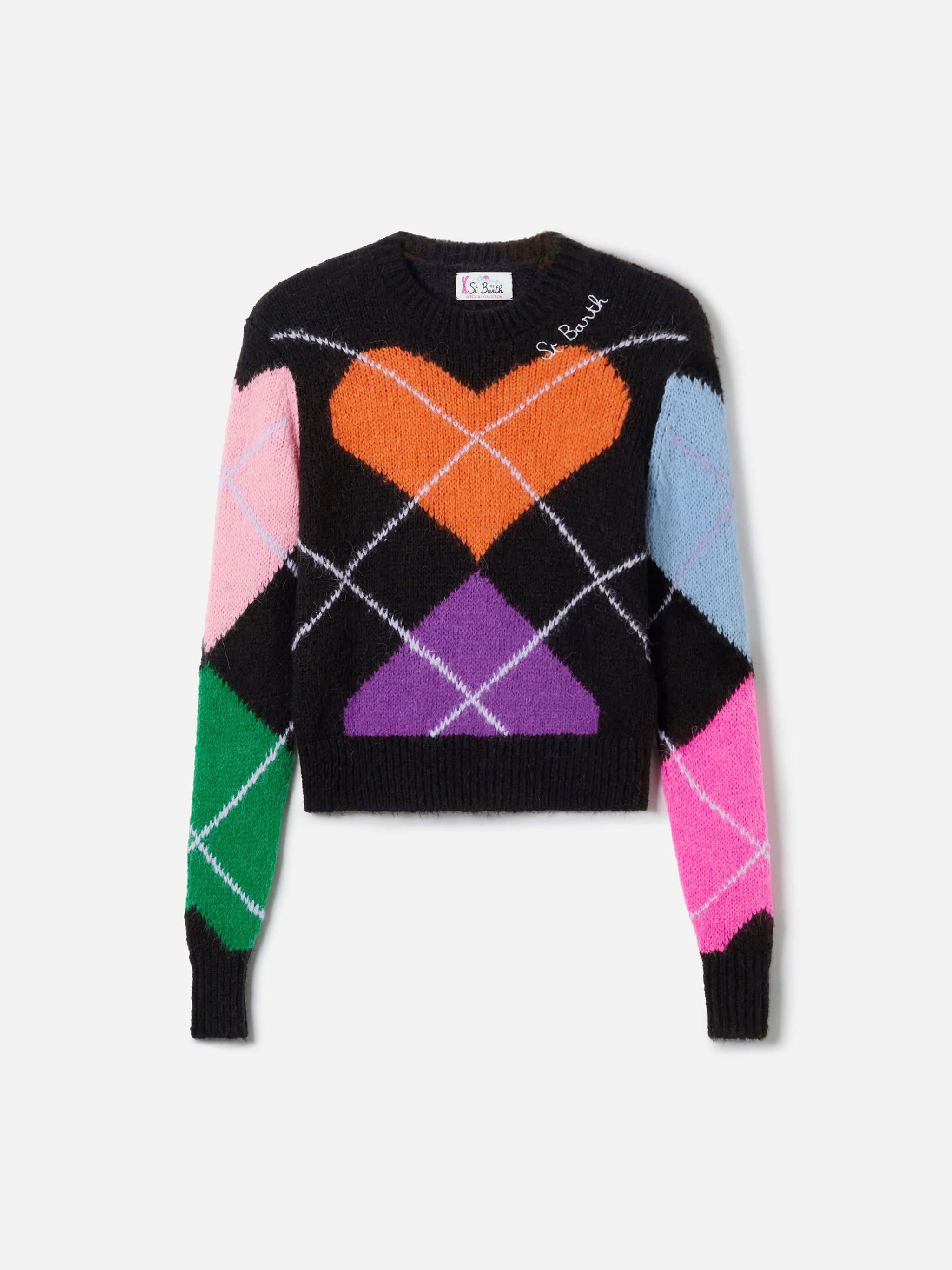 Maglione New Queen girocollo crop con cuori - Image 5