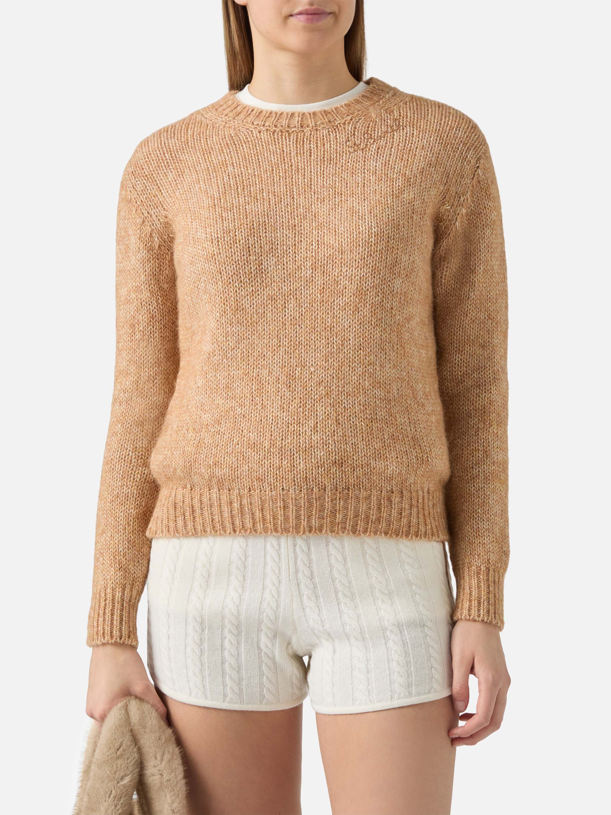 Girocollo New Queen in misto alpaca beige