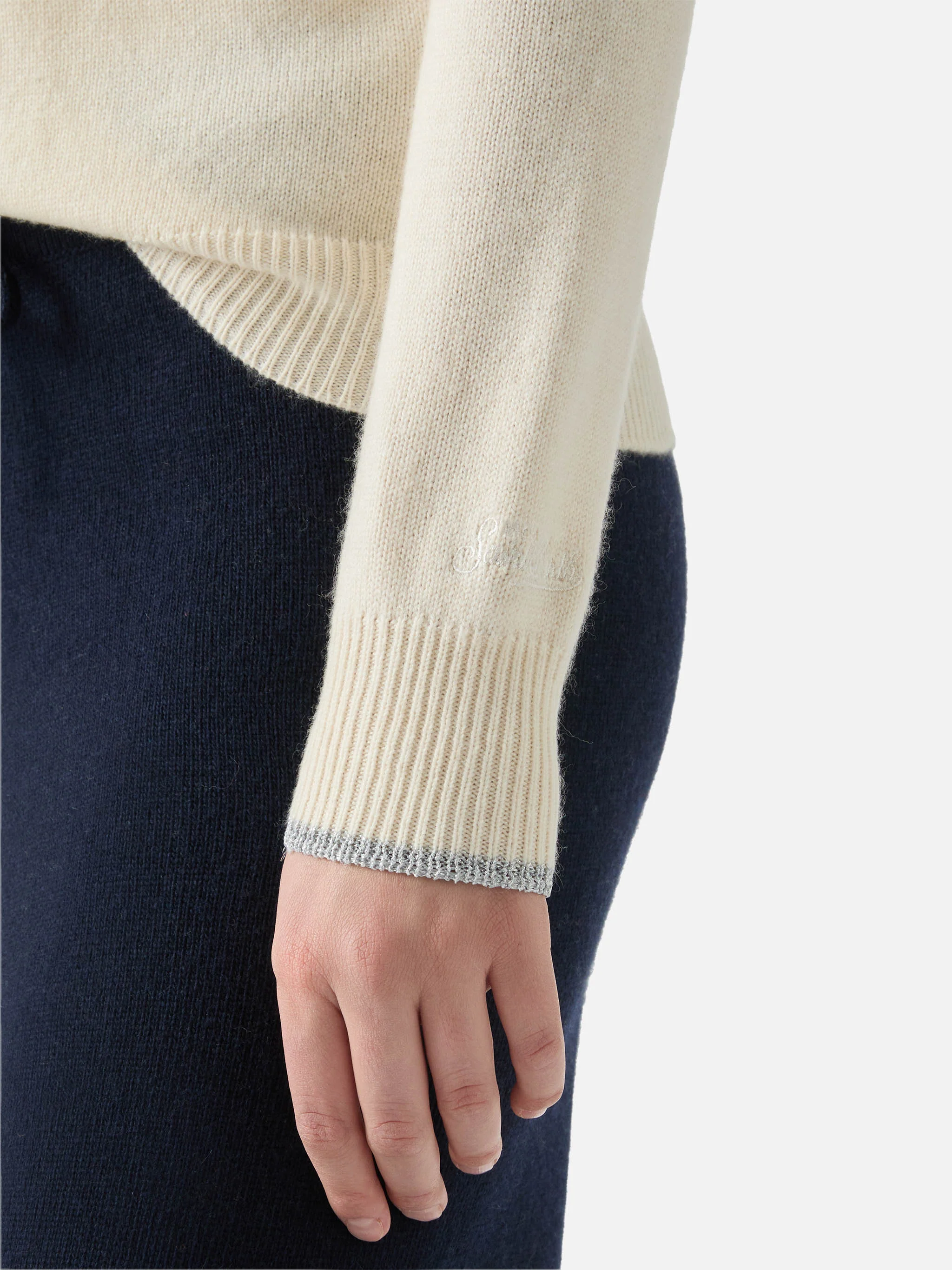 Girocollo New Queen bianco con jacquard lurex Amo Cortina da un pezzo - Image 4