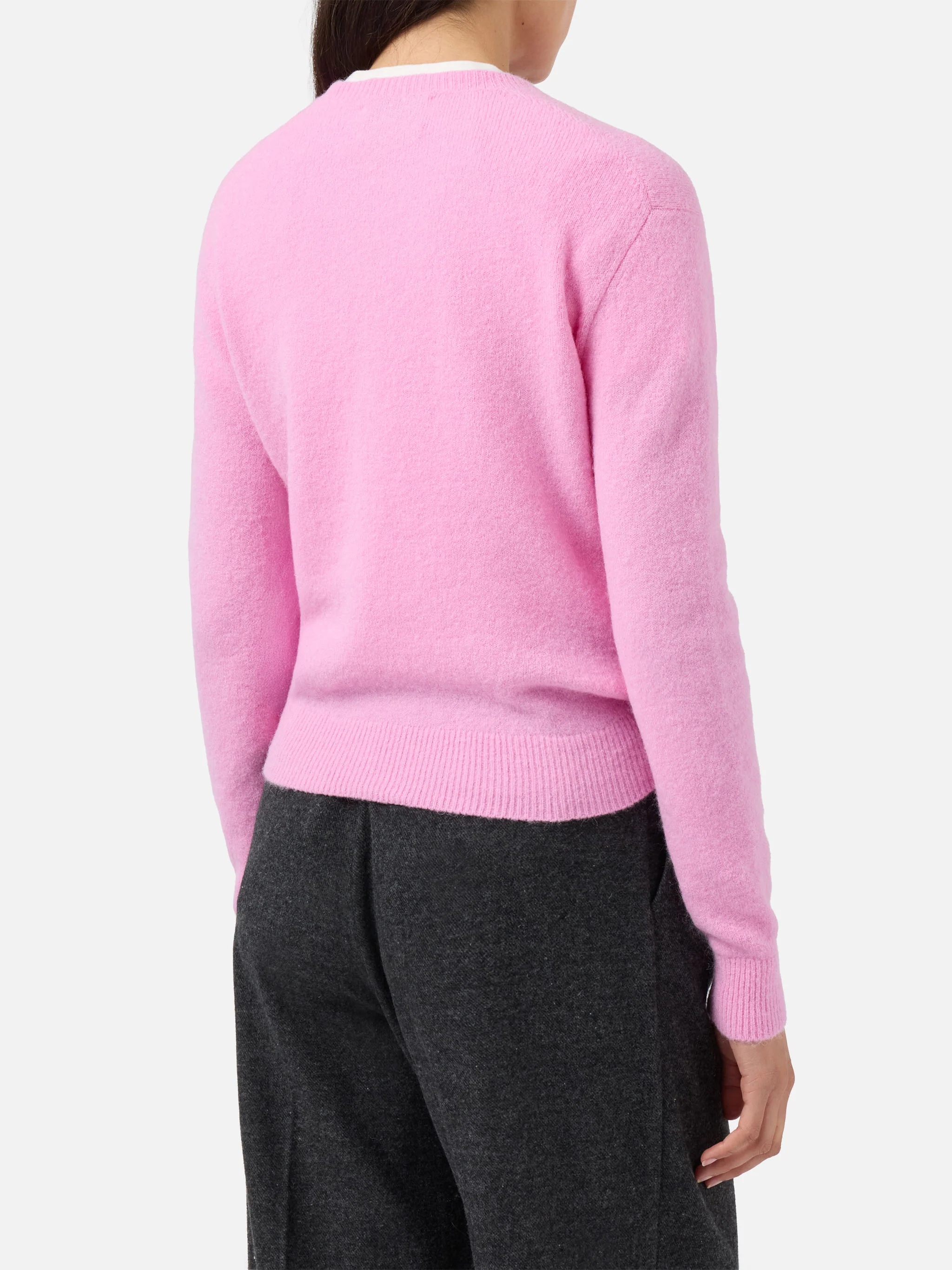 Maglia elasticizzata New Queen in misto lana merino e alpaca rosa con ricamo Non smetto di sp(l)endere - Image 3