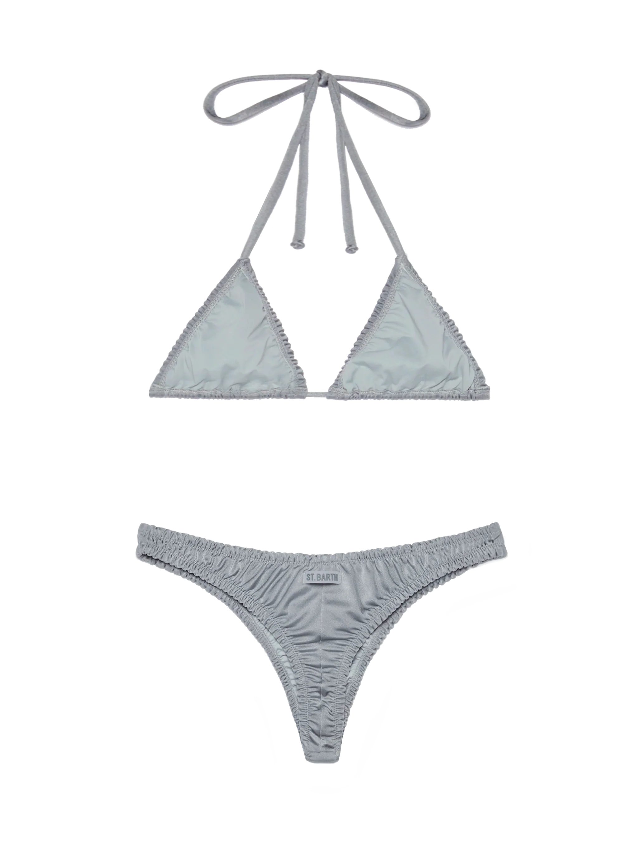 Bikini a triangolo classico Nilly Nalu in grigio shimmer - Image 3