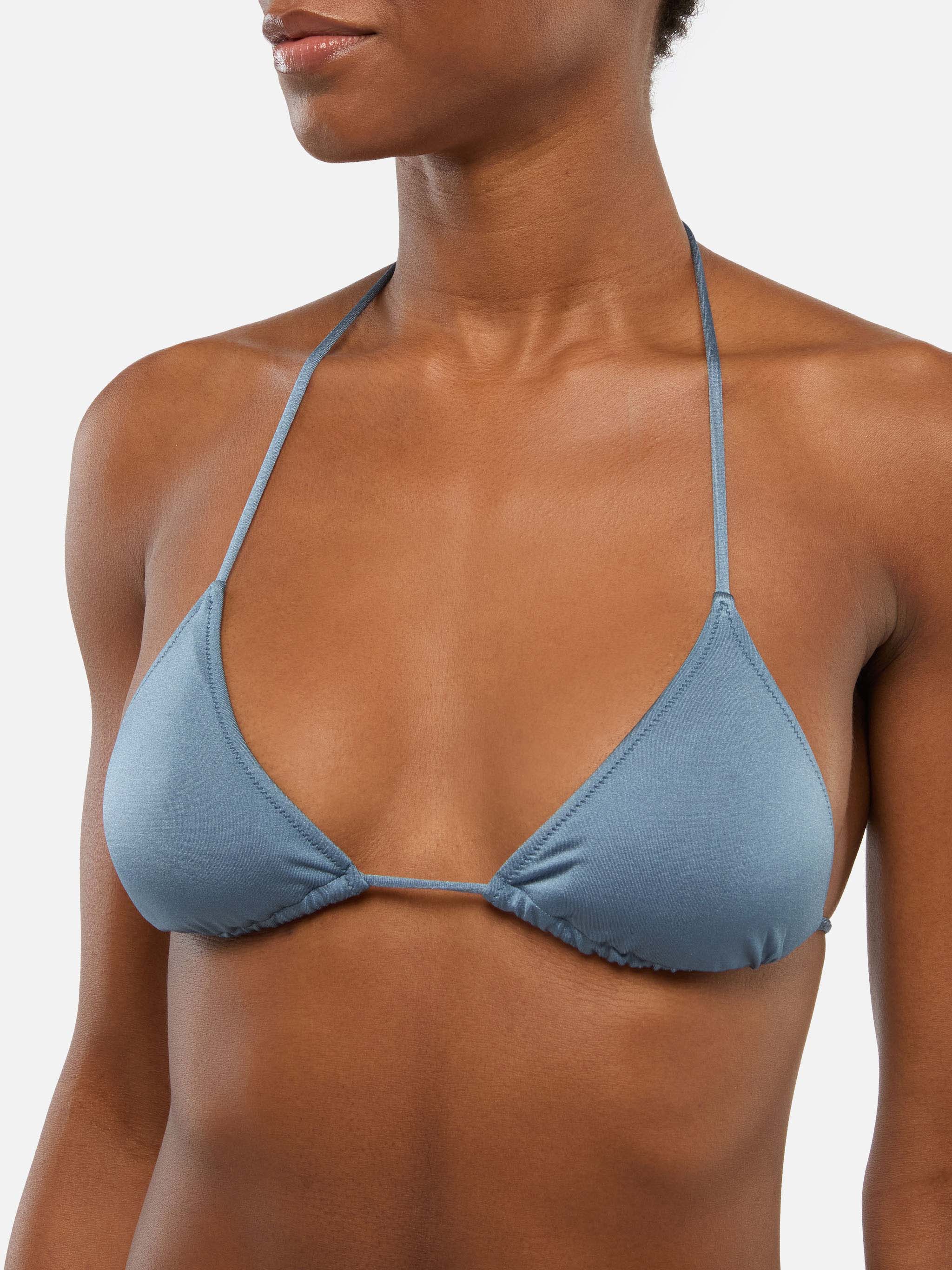 Bikini a triangolo Leah Norah in shimmer blu avio - Image 3