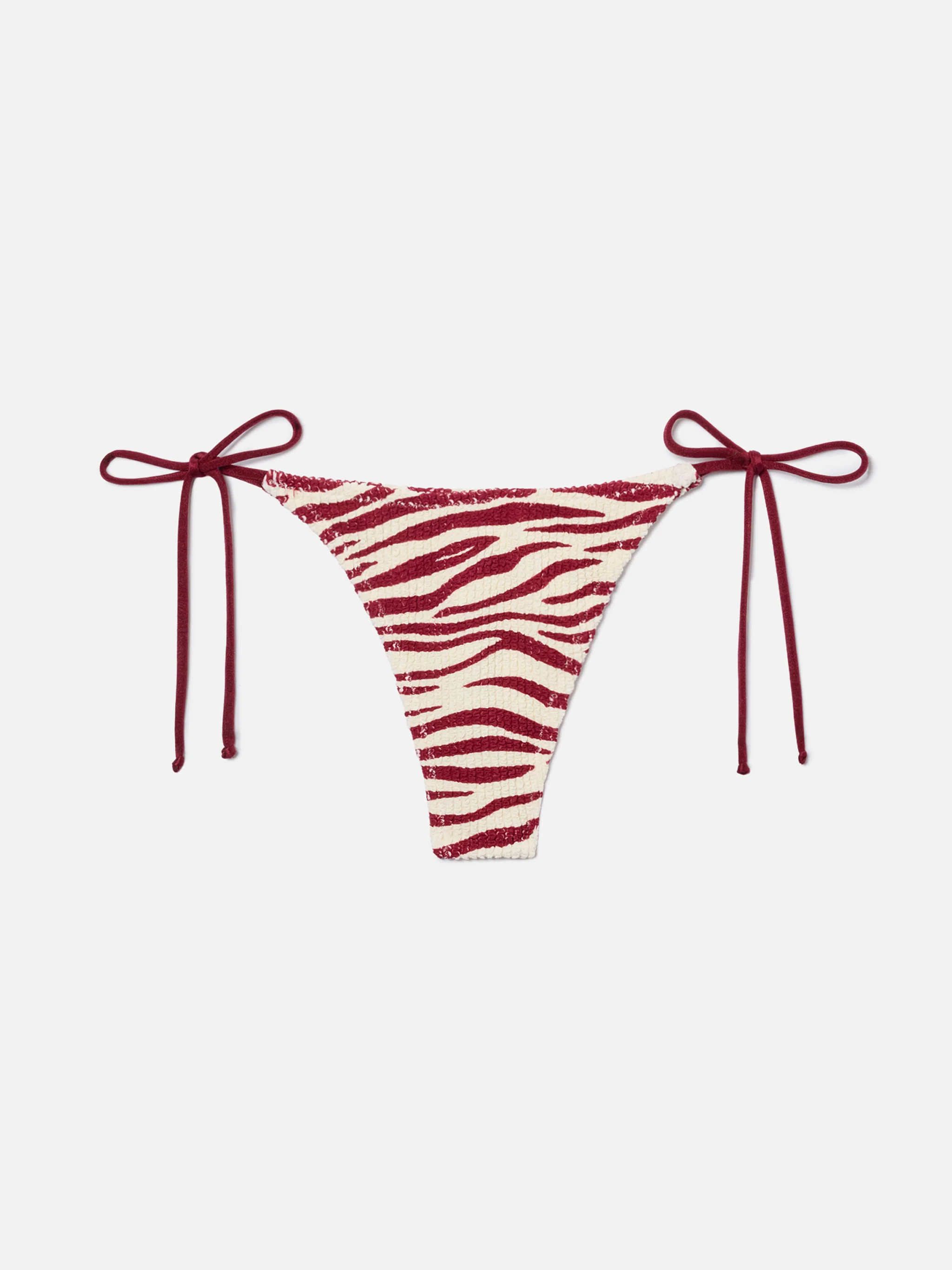 Slip mare Norah perizoma in tessuto crinkle con stampa zebrata