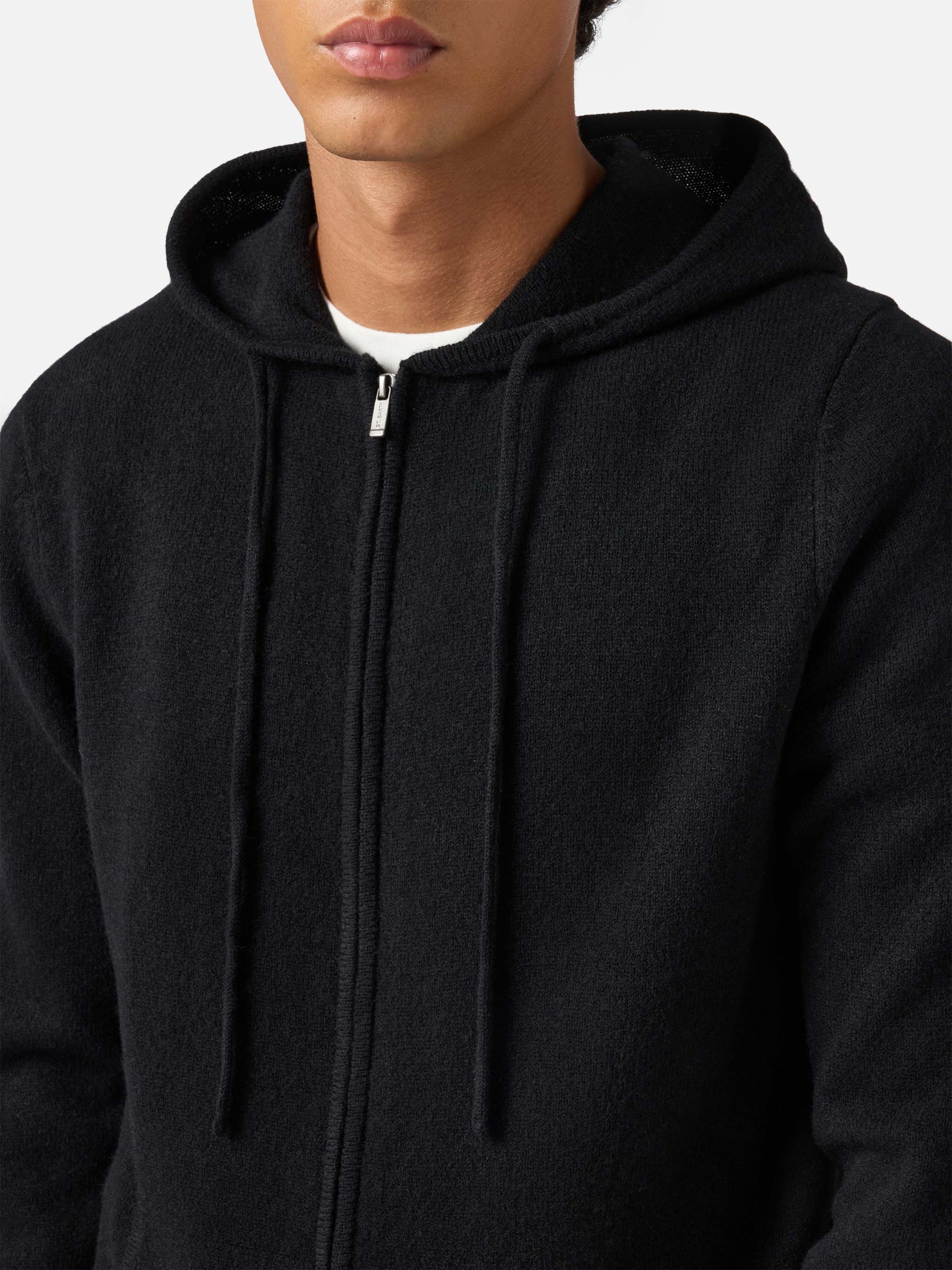 Felpa con cappuccio in 100% lambswool Notting nero - Image 2
