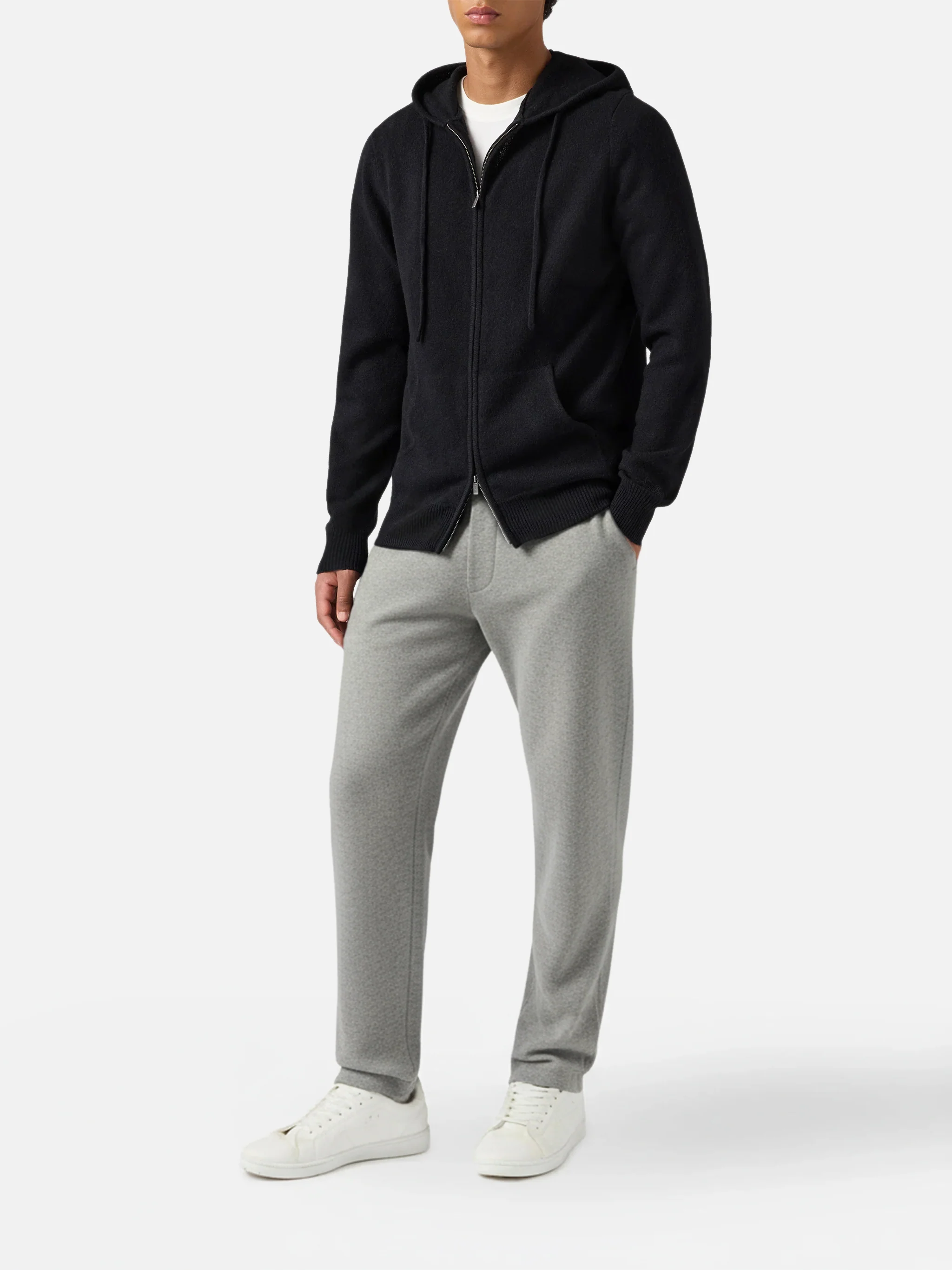 Felpa con cappuccio in 100% lambswool Notting nero - Image 3