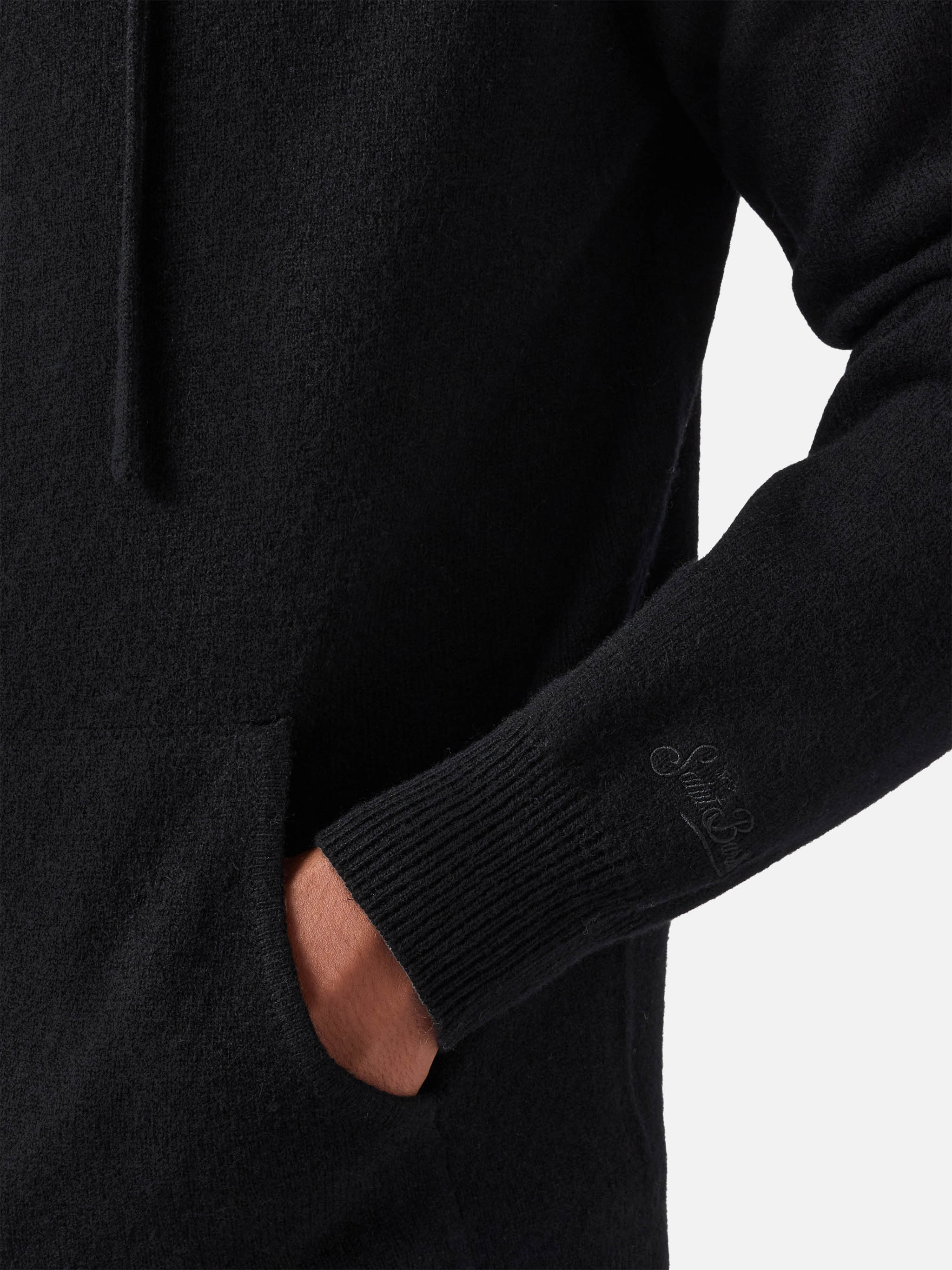 Felpa con cappuccio in 100% lambswool Notting nero - Image 4