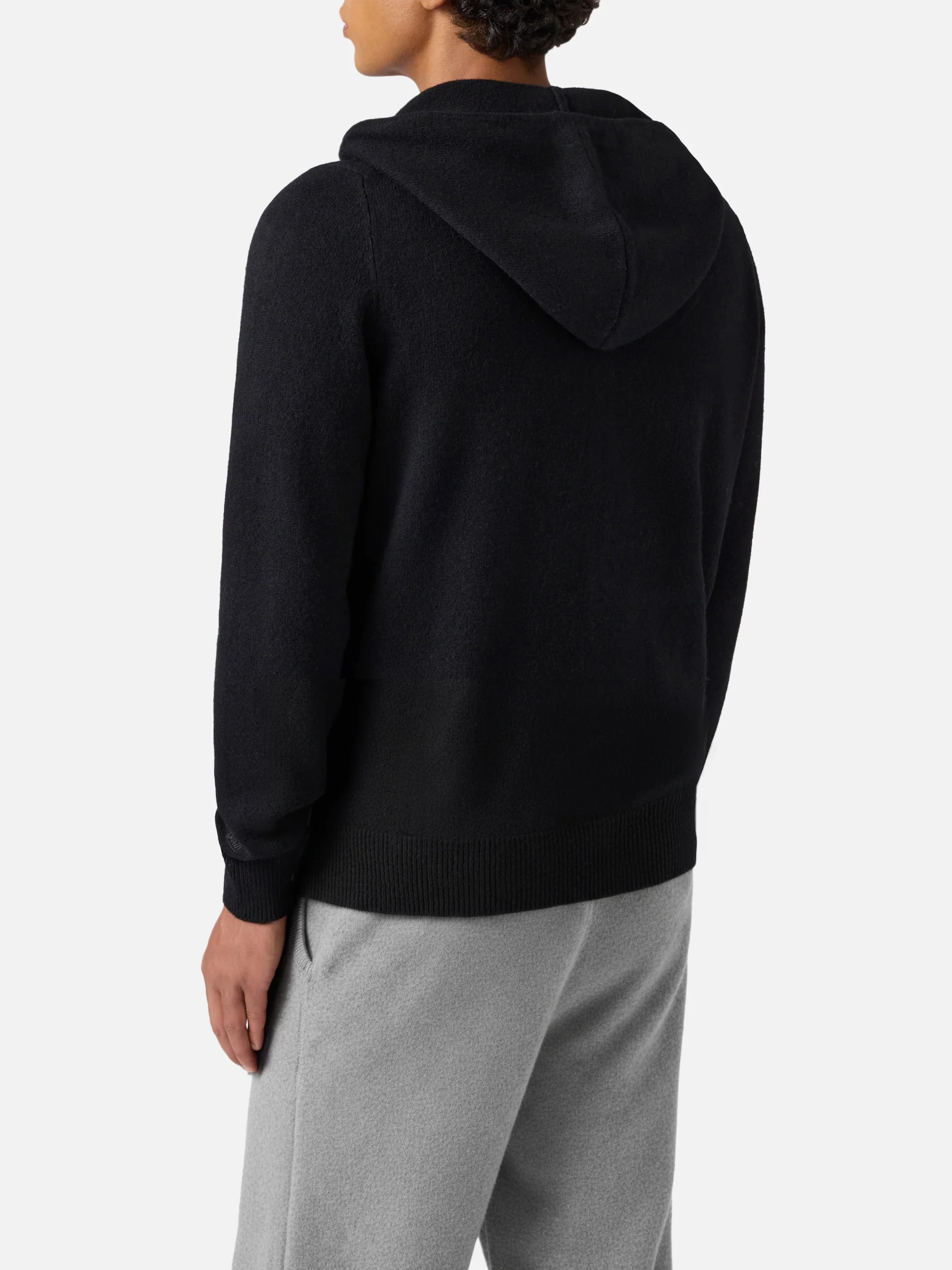Felpa con cappuccio in 100% lambswool Notting nero - Image 5
