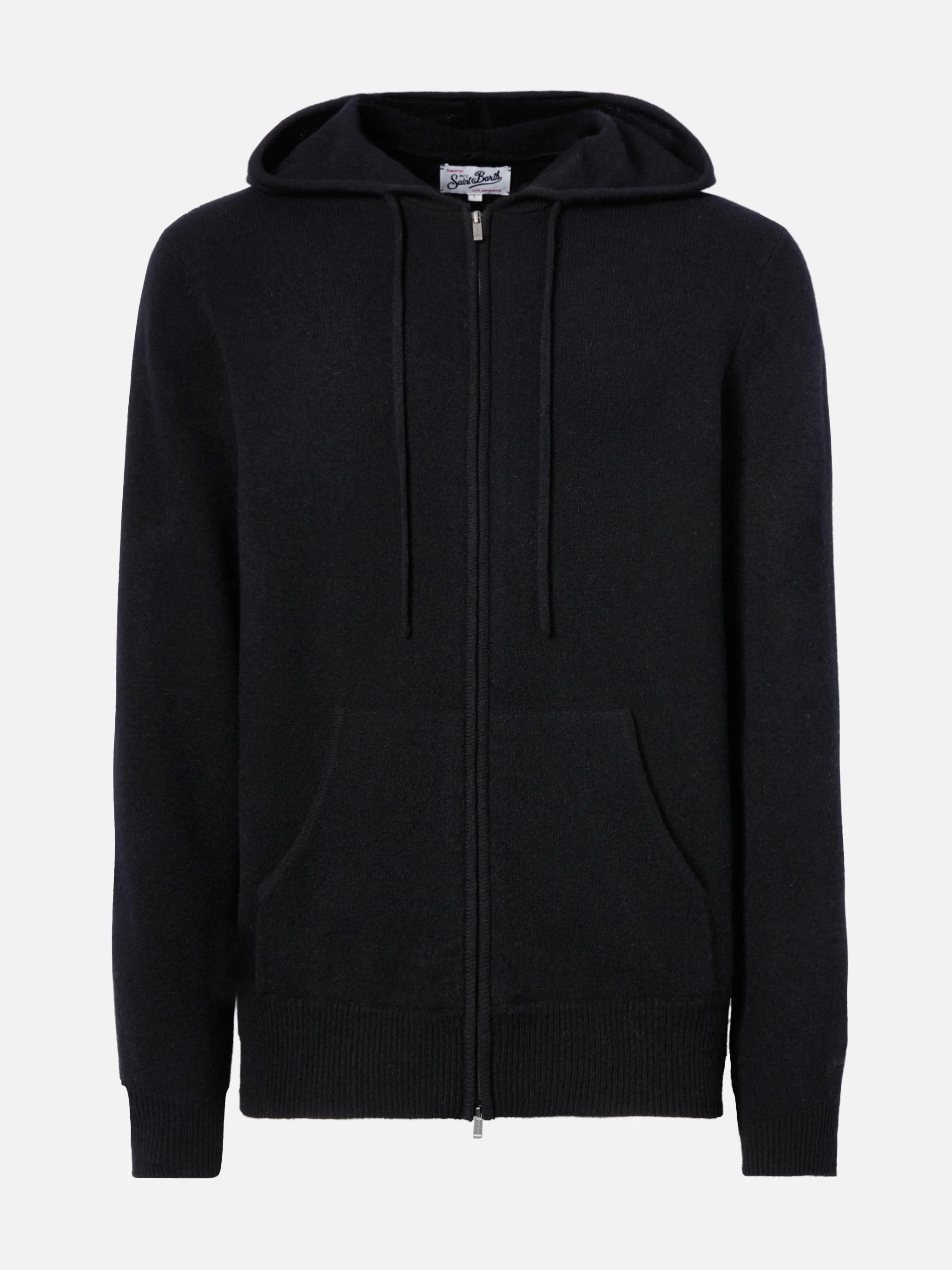 Felpa con cappuccio in 100% lambswool Notting nero - Image 6