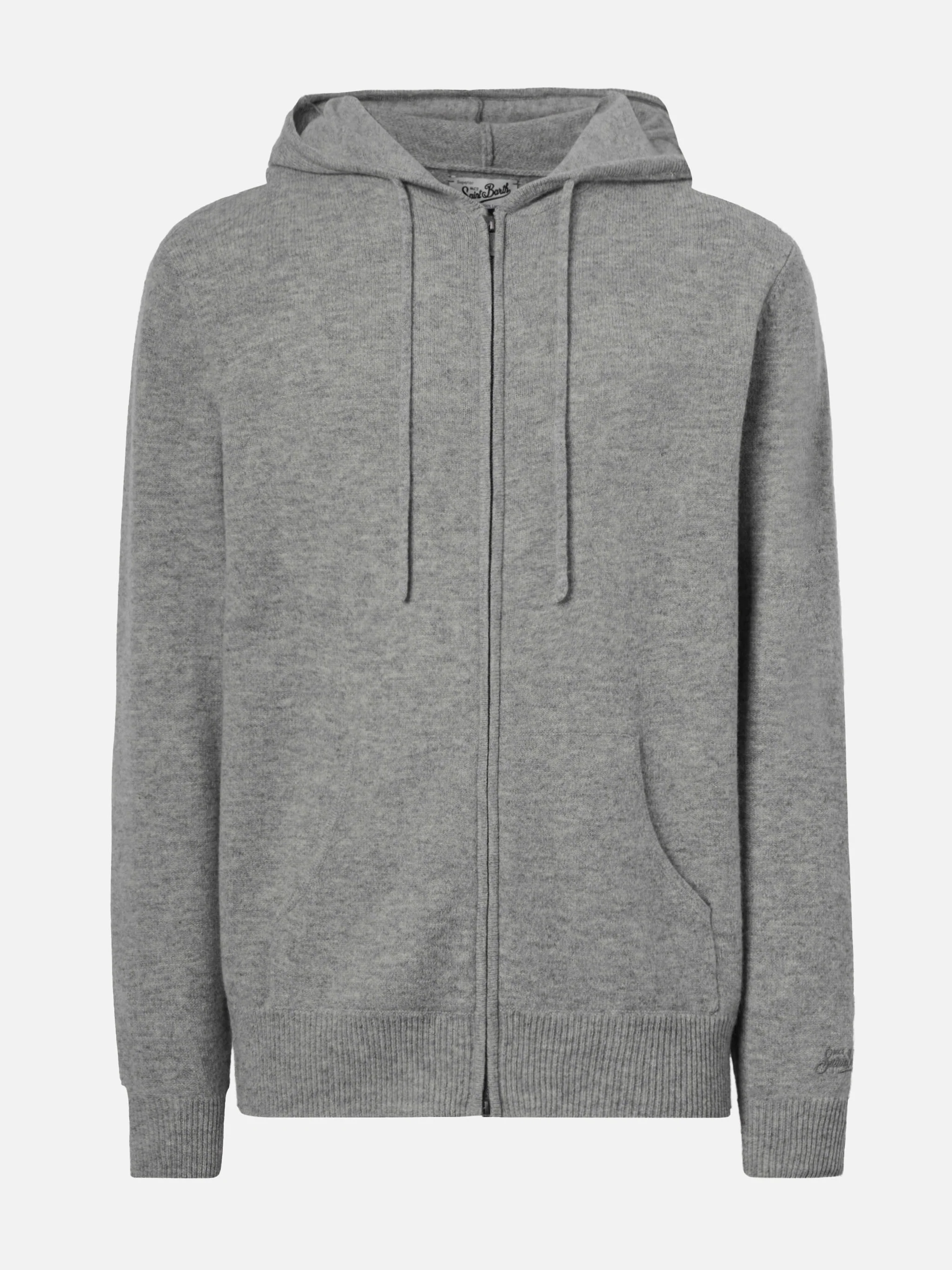Felpa con cappuccio Notting  in 100% lambswool grigio melange - Image 5