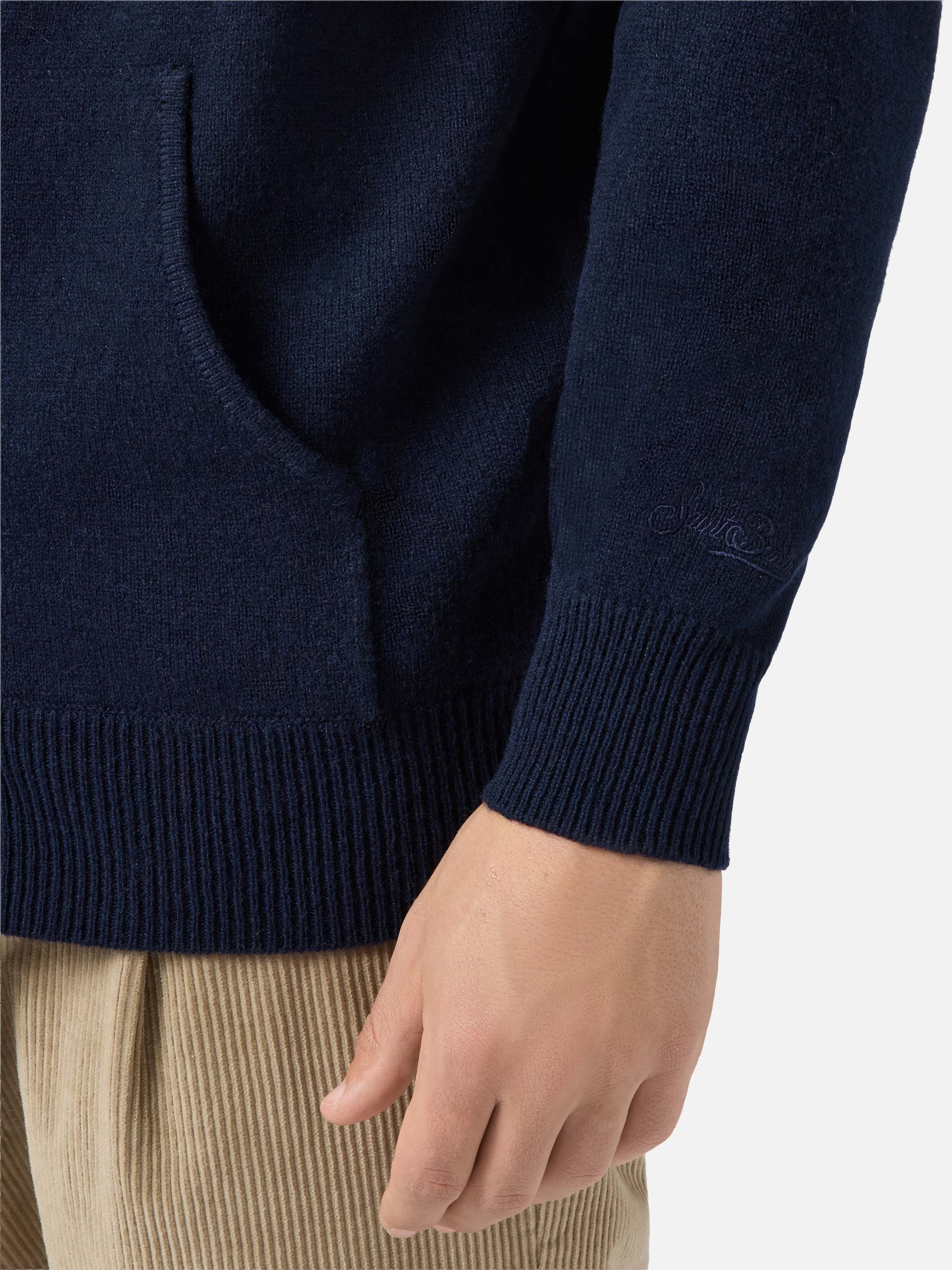 Felpa con cappuccio in 100% lambswool Notting blu notte - Image 4