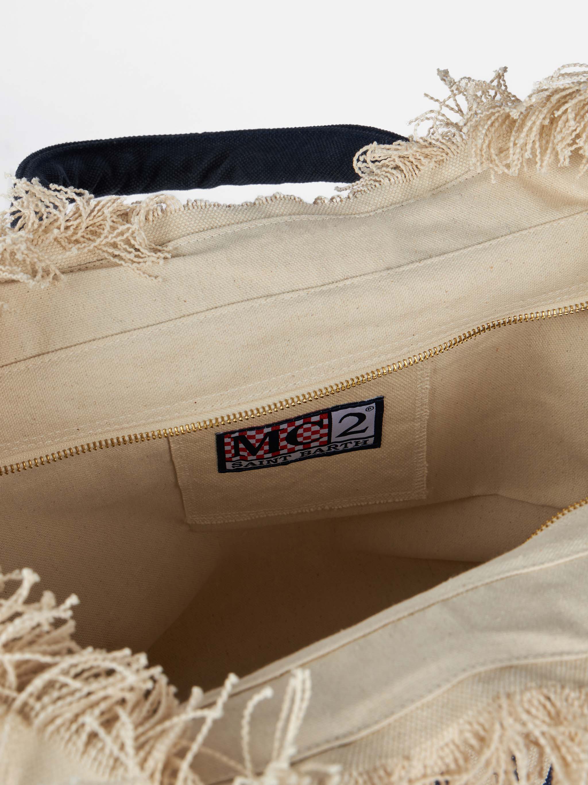 Borsa a spalla Vanity in canvas di cotone off-white - Image 5