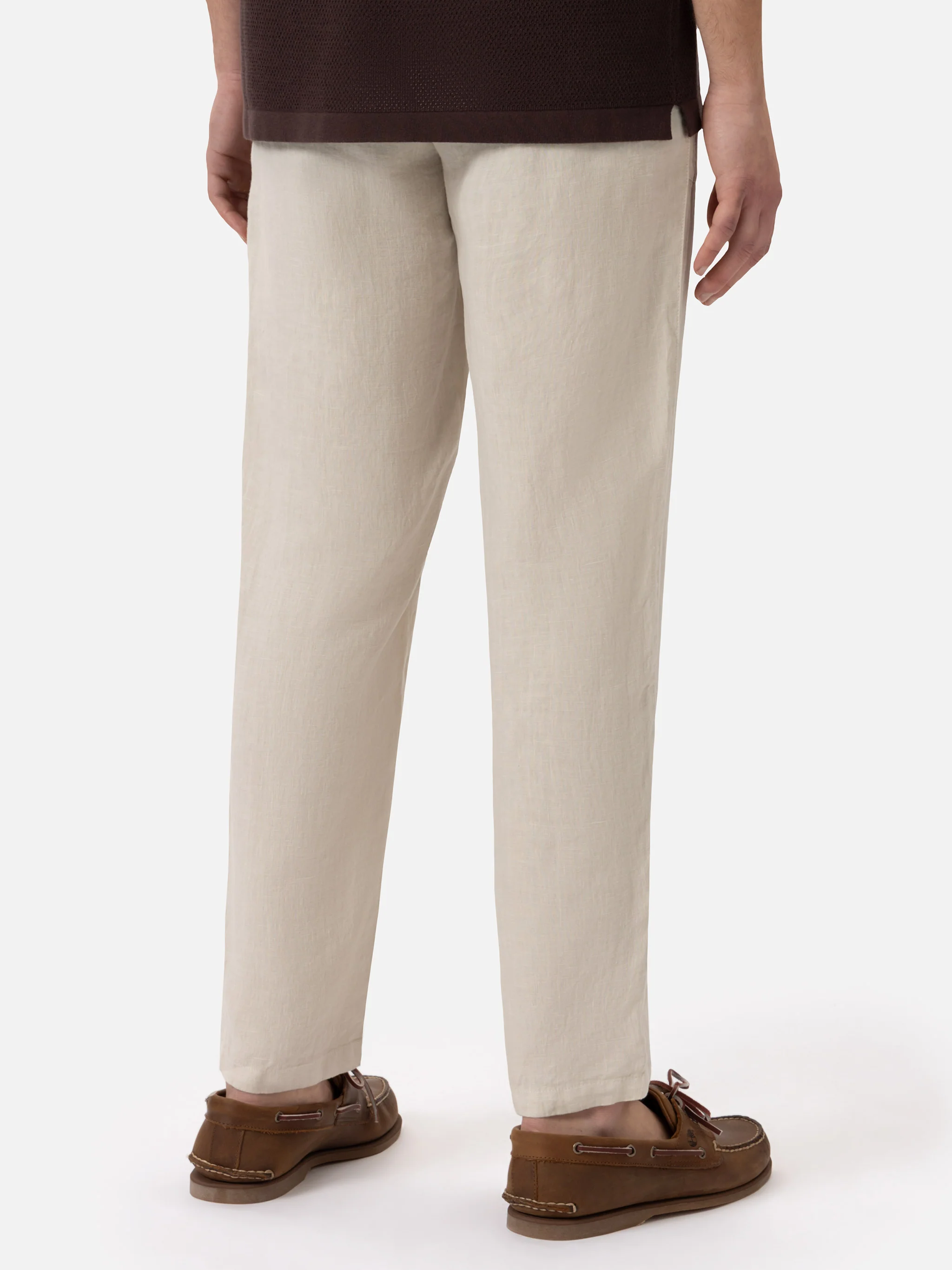 Pantaloni in lino bianco sporco Calais con coulisse - Image 2