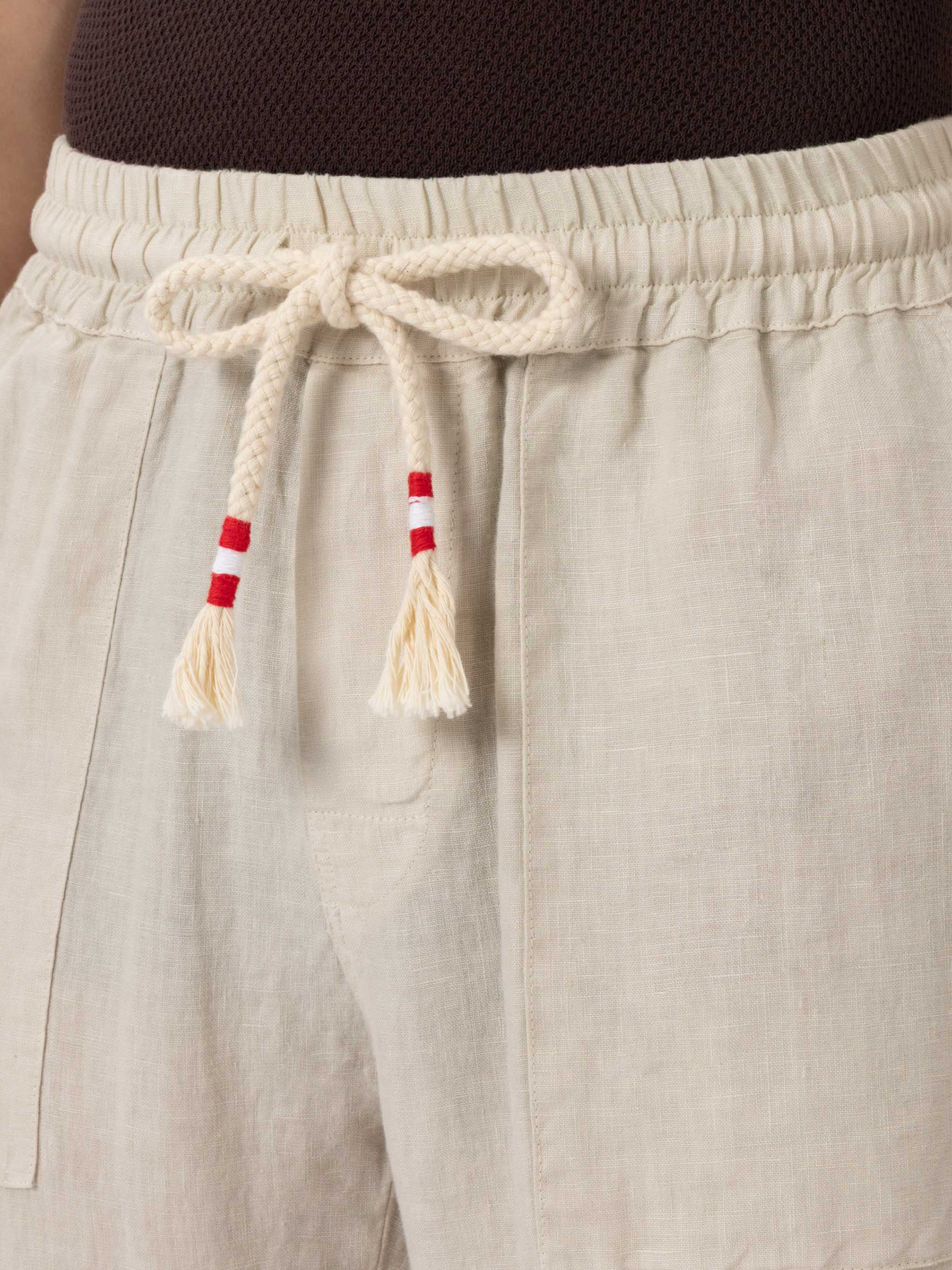 Pantaloni in lino bianco sporco Calais con coulisse - Image 3