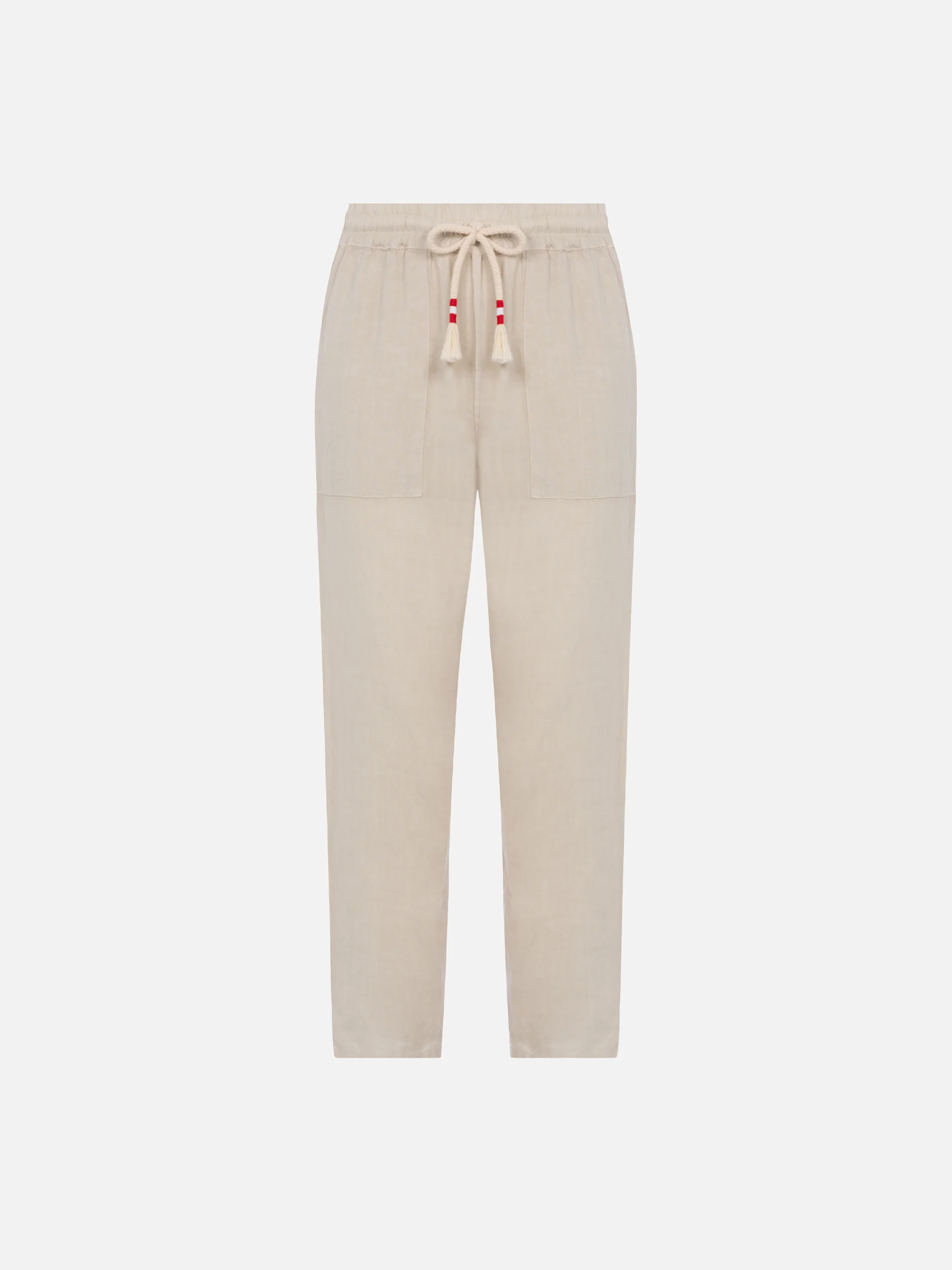 Pantaloni in lino bianco sporco Calais con coulisse - Image 4