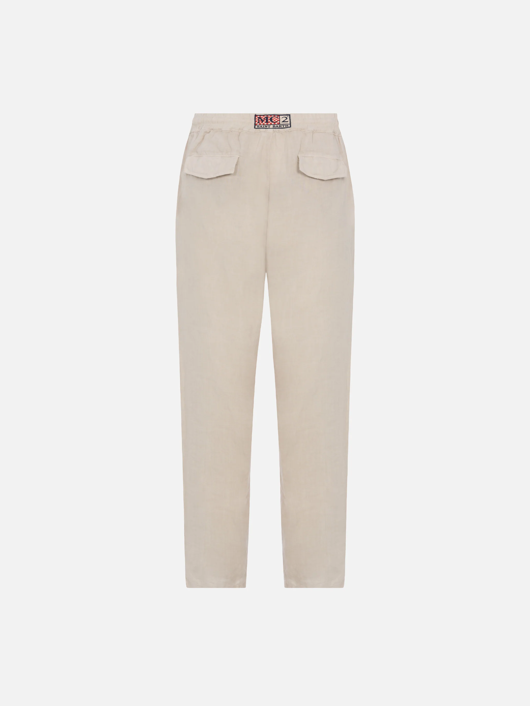Pantaloni in lino bianco sporco Calais con coulisse - Image 5