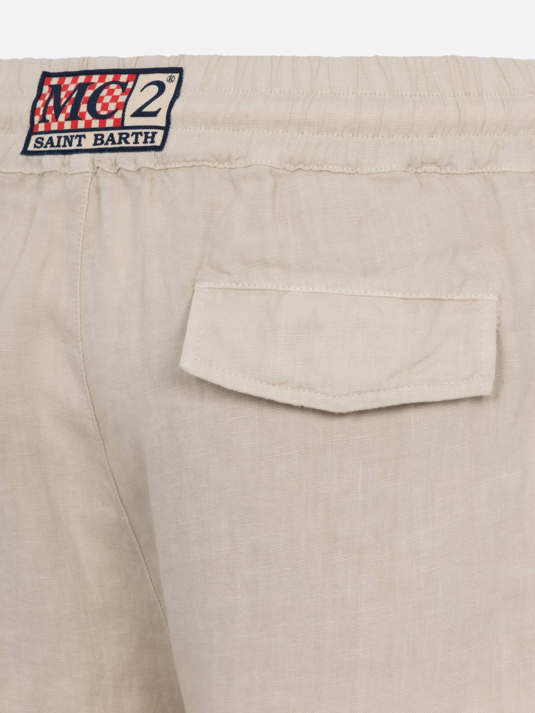 Pantaloni in lino bianco sporco Calais con coulisse - Image 6