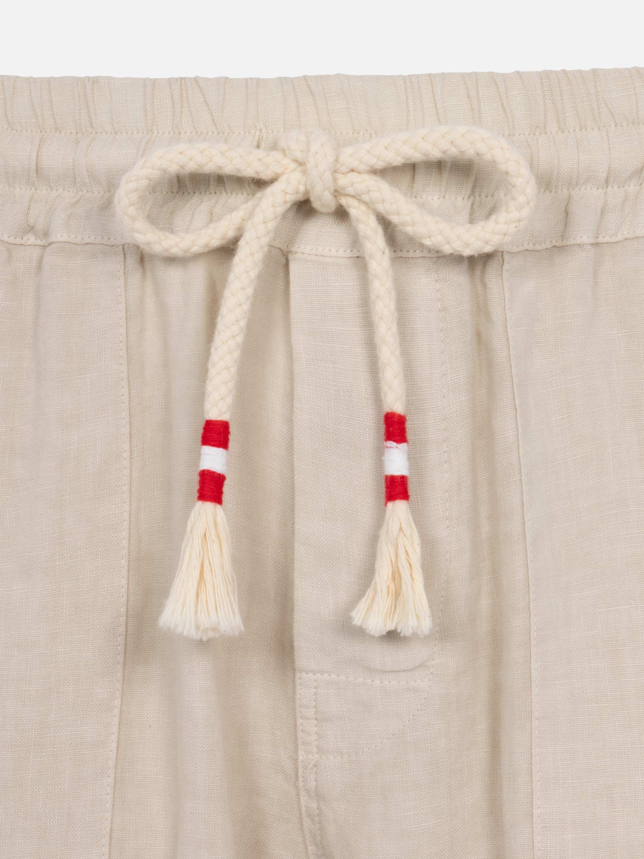 Pantaloni in lino bianco sporco Calais con coulisse - Image 7