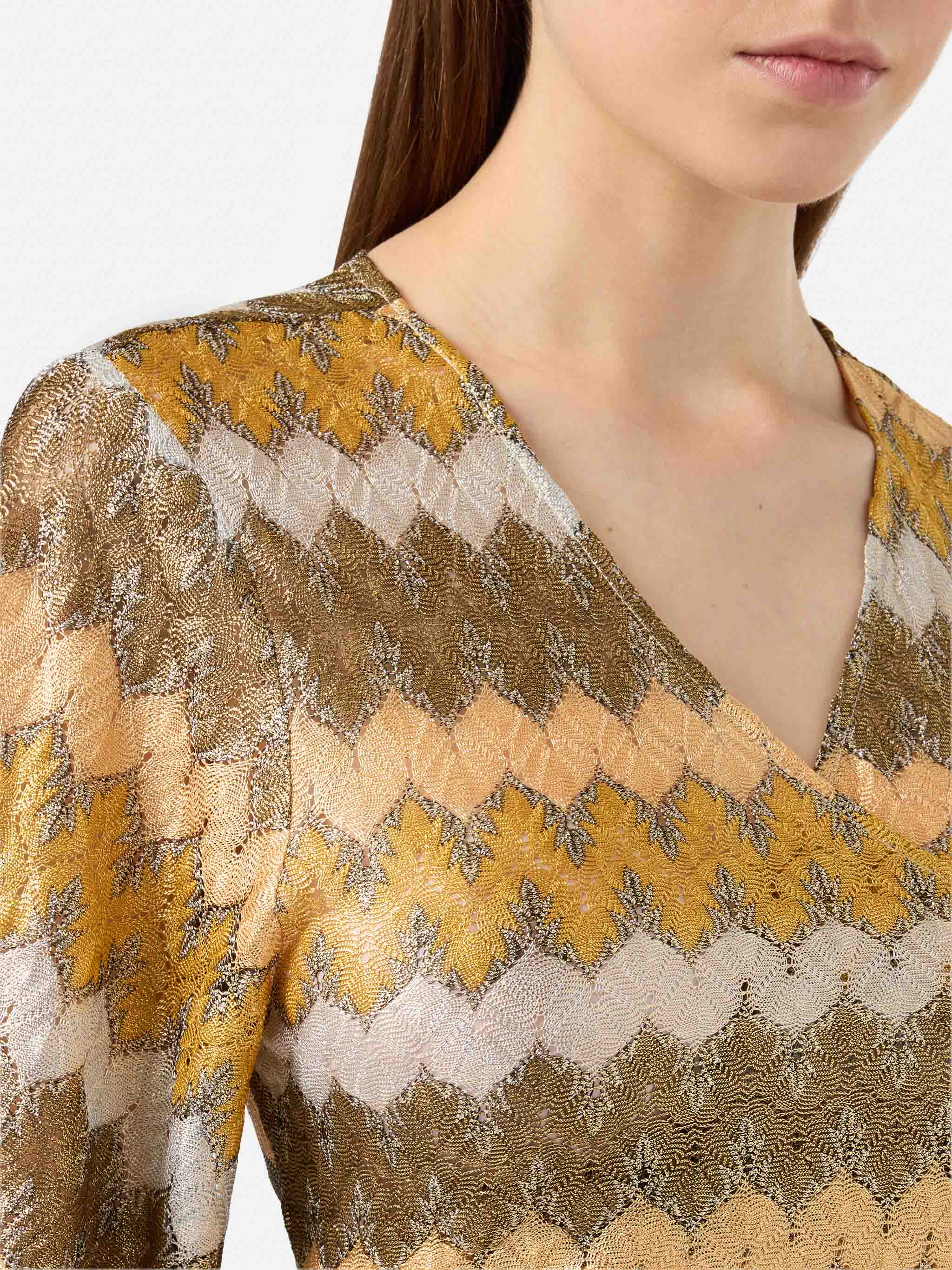 Blusa con scollo a V in tessuto raschel - Image 2