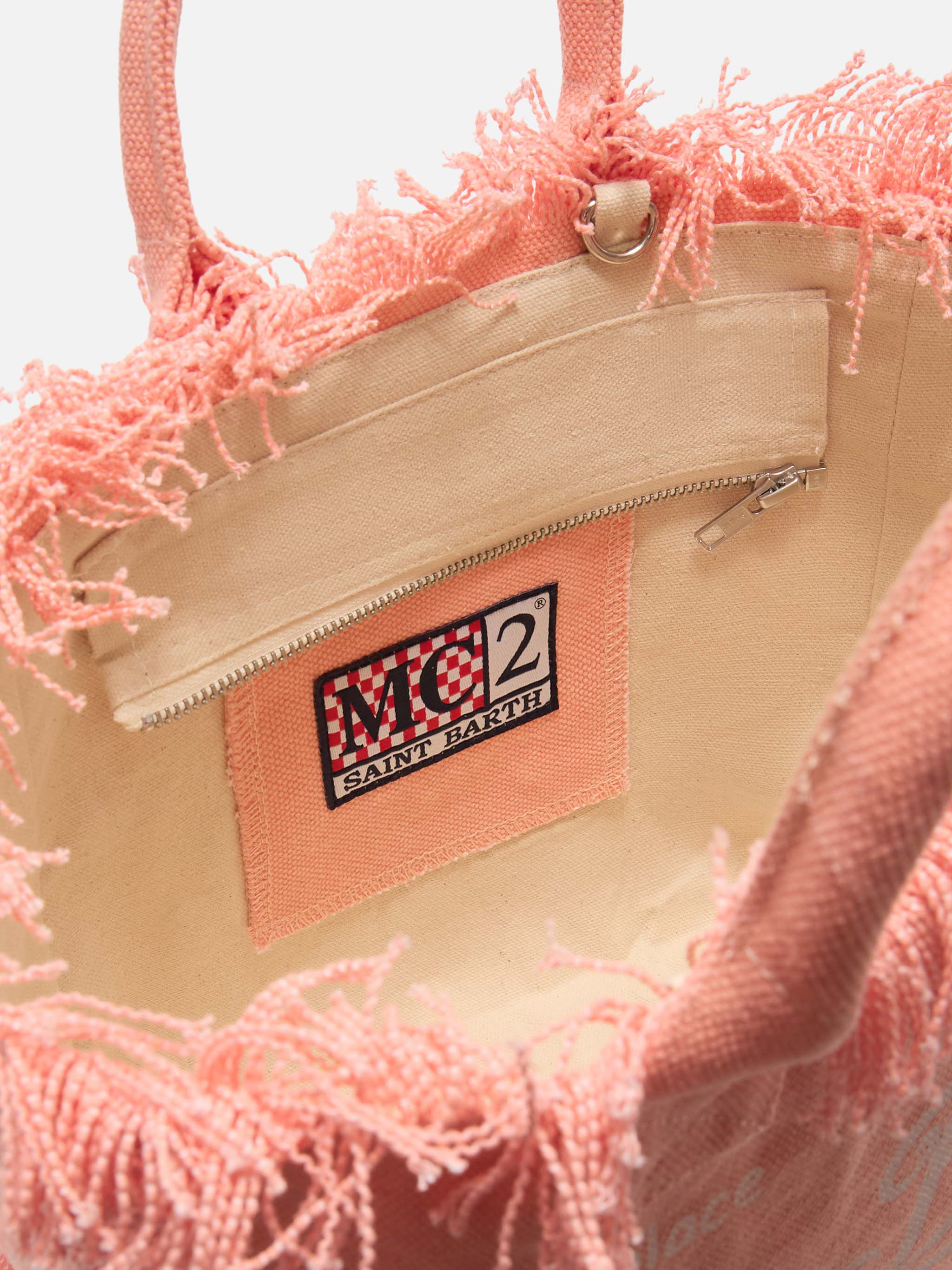 Borsa Colette arancione in canvas con frange - Image 4