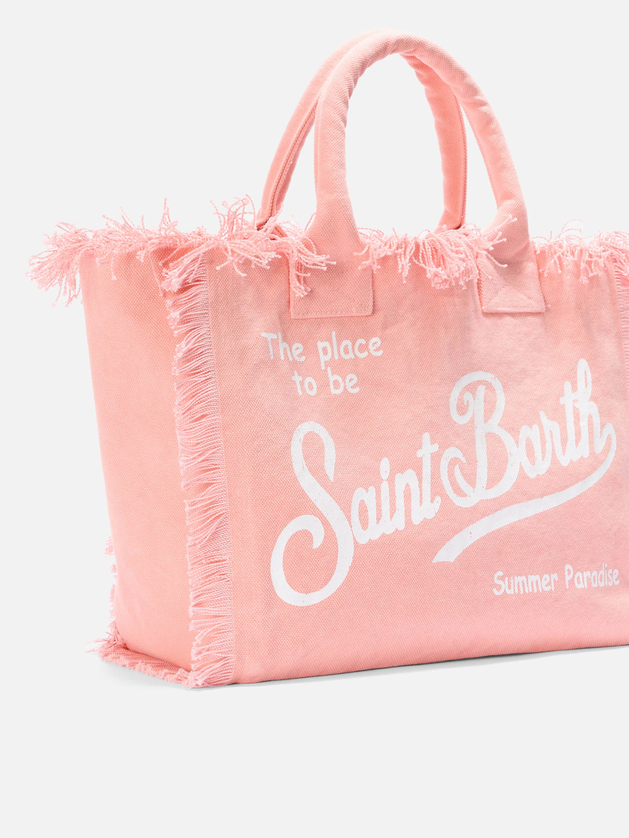 Borsa Vanity regular arancione in canvas con frange - Image 3