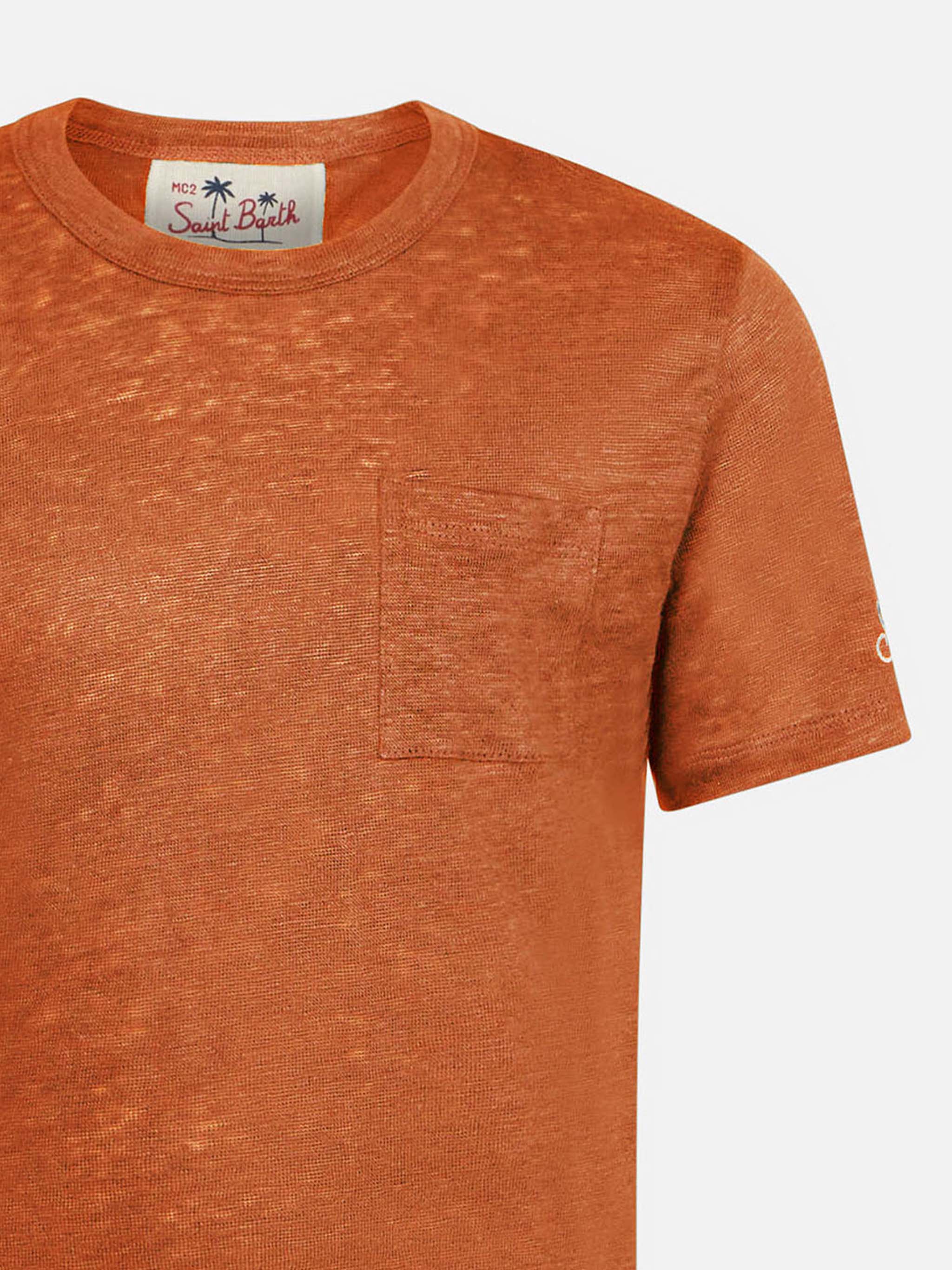 T-shirt Alex in jersey in lino arancio - Image 2