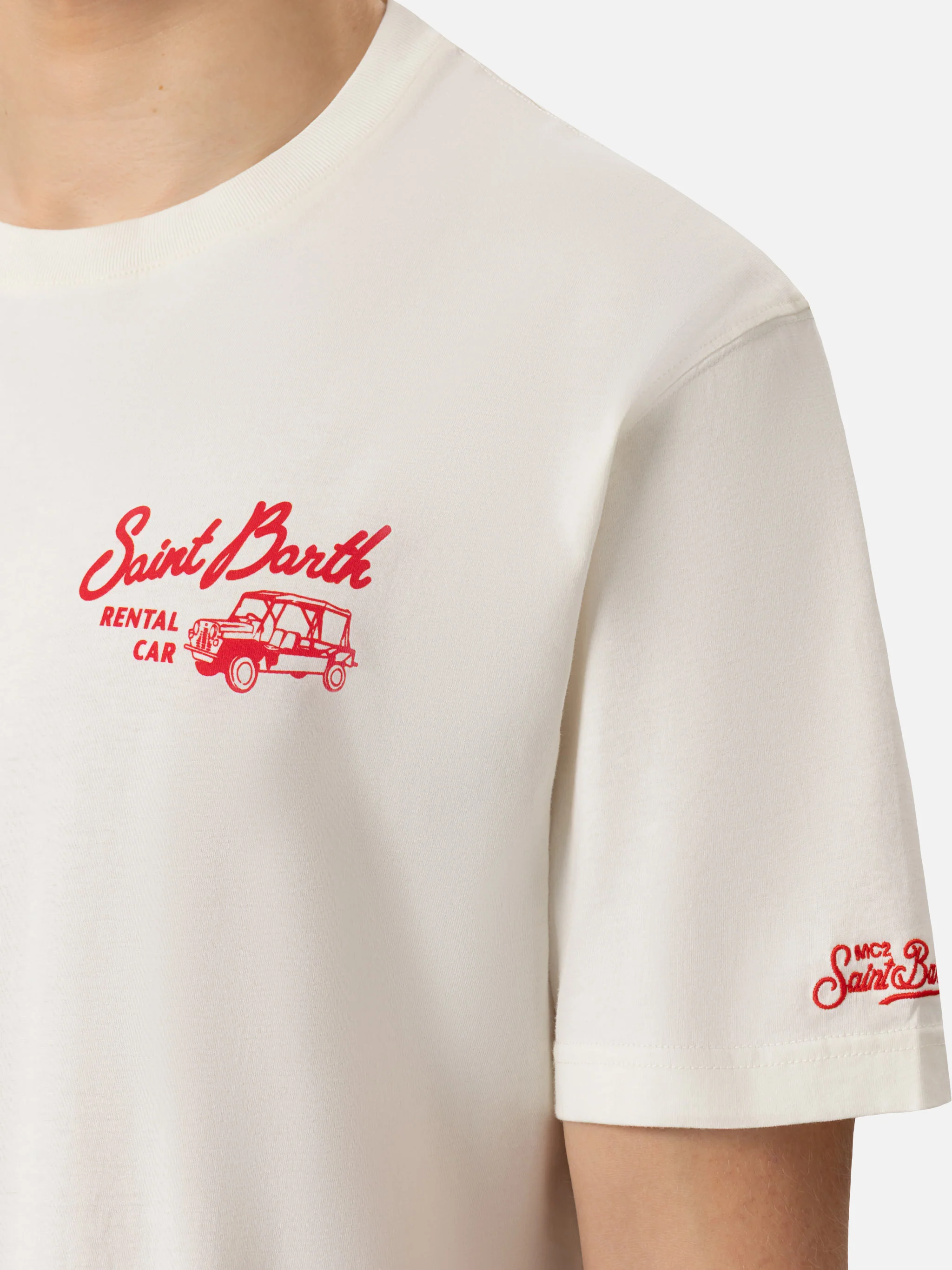 T-shirt Man in cotone stampa rental car - Image 3