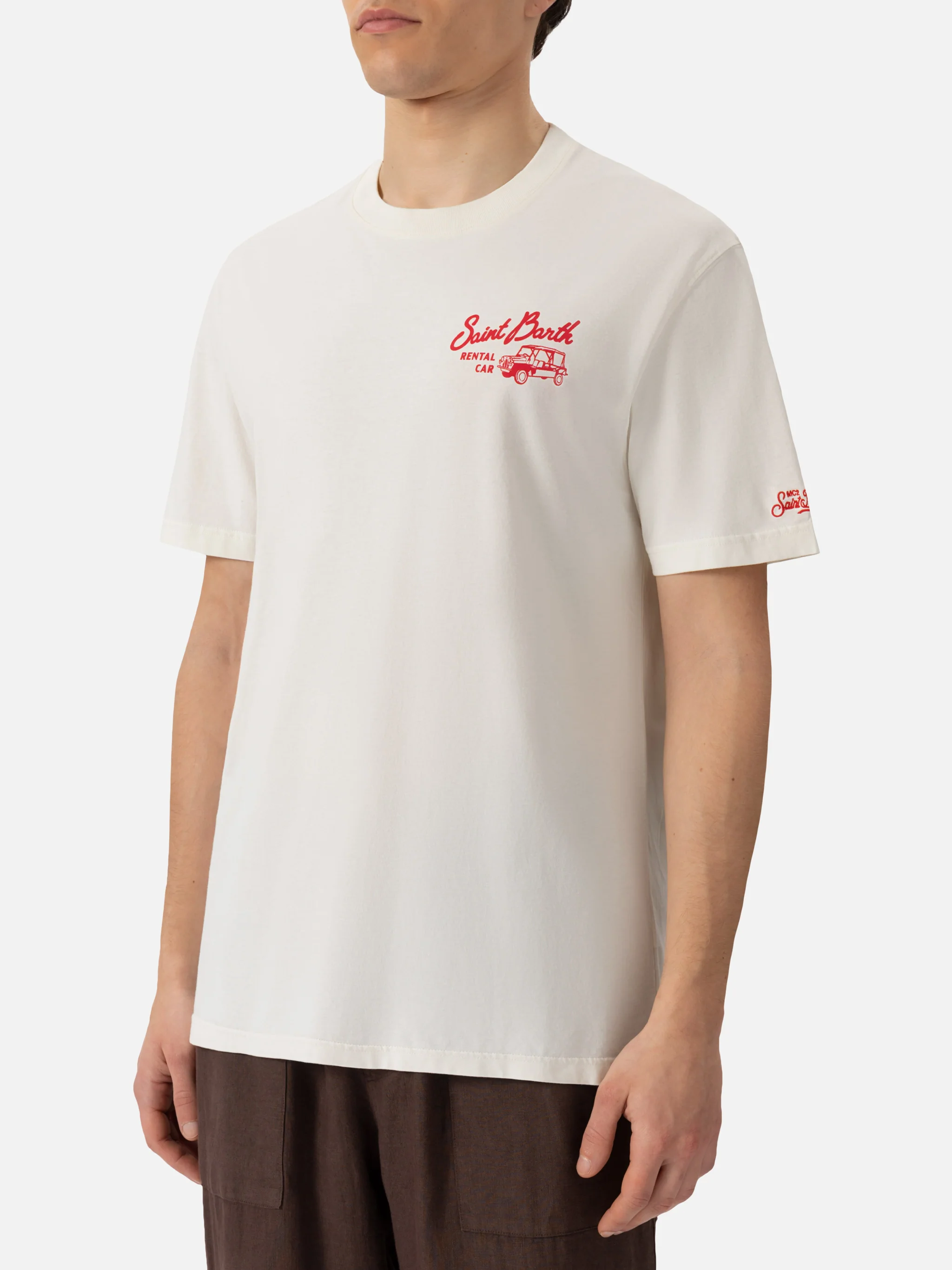 T-shirt Man in cotone stampa rental car - Image 4