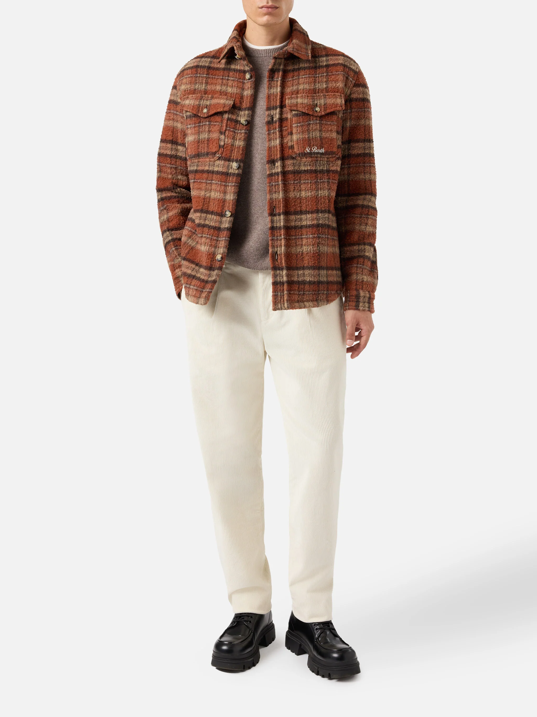 Camicia Burton in casentino marrone con tasche - Image 2